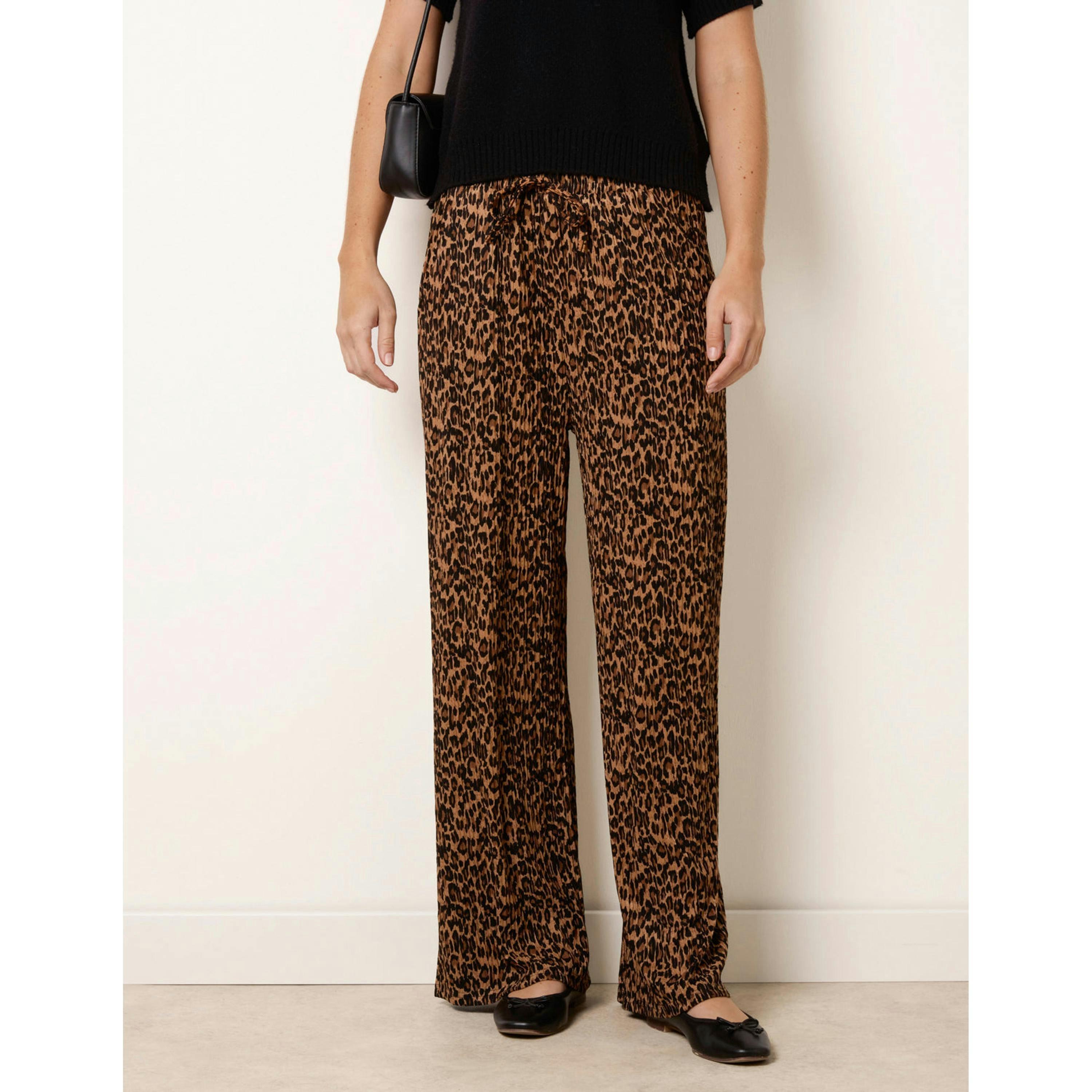 Blue Vanilla Leopard Print Wide Leg Trousers  in Brown , view 4 of 4