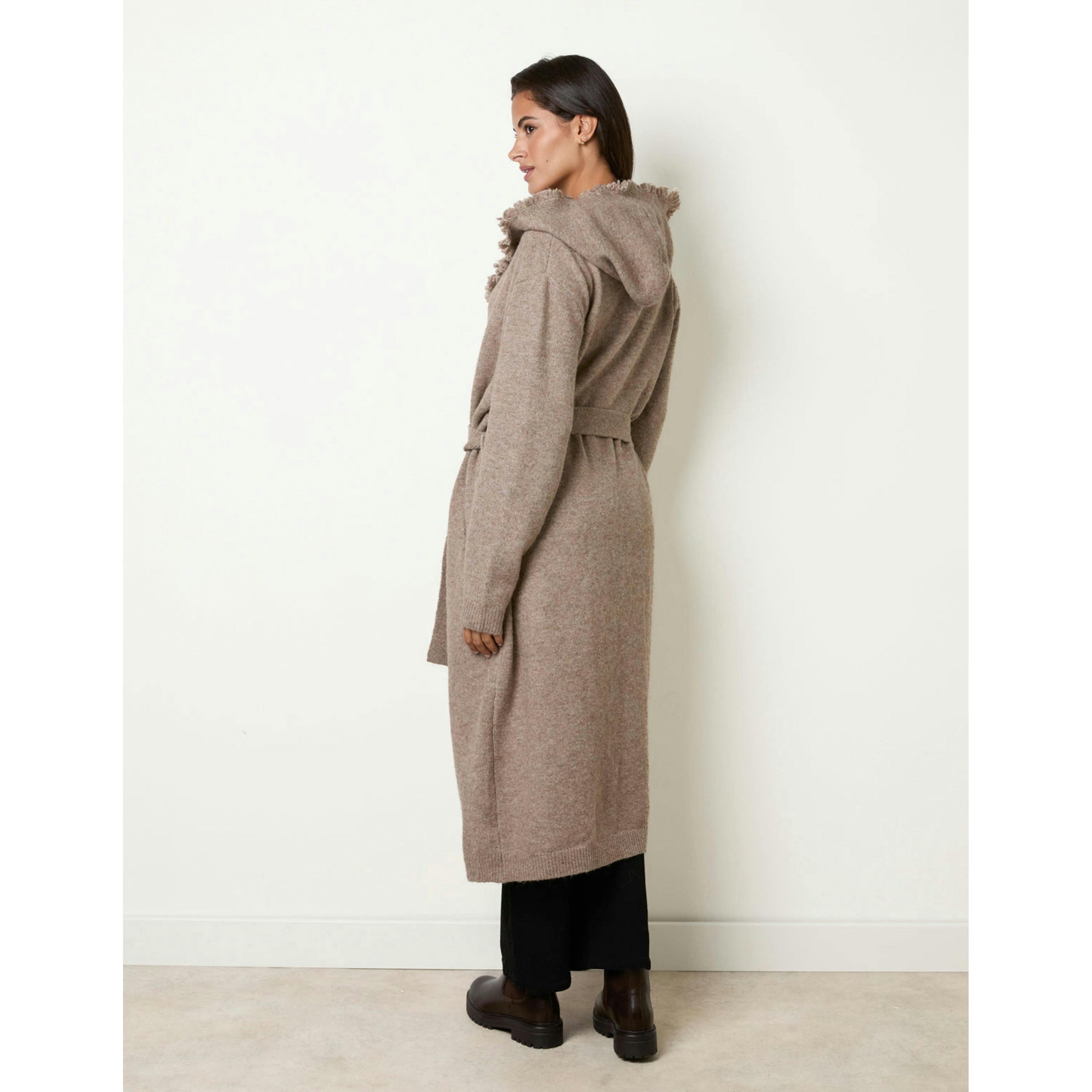 Blue Vanilla Knitted Hooded Long Cardigan  in Brown , view 4 of 4