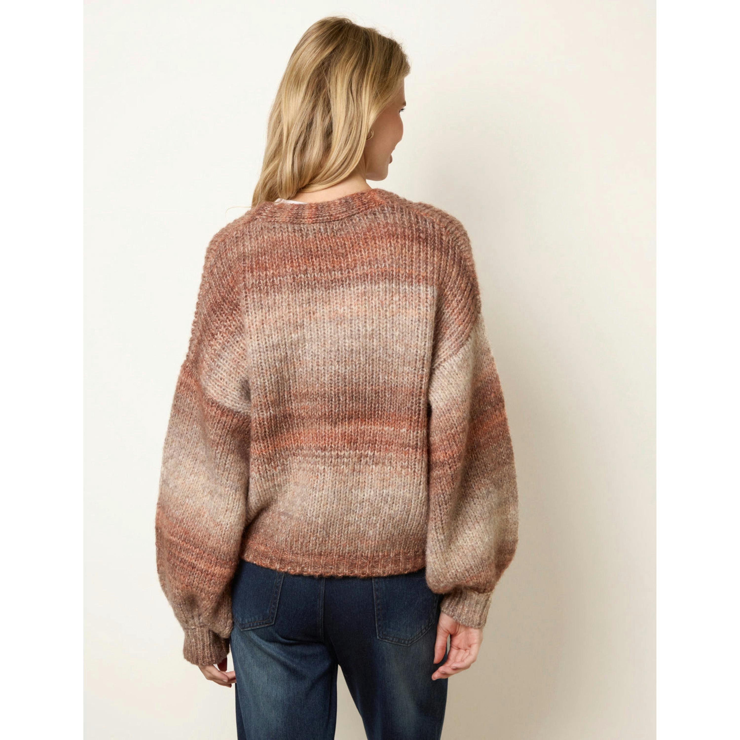 Blue Vanilla Stripe Pattern Cardigan  in Brown , view 2 of 4