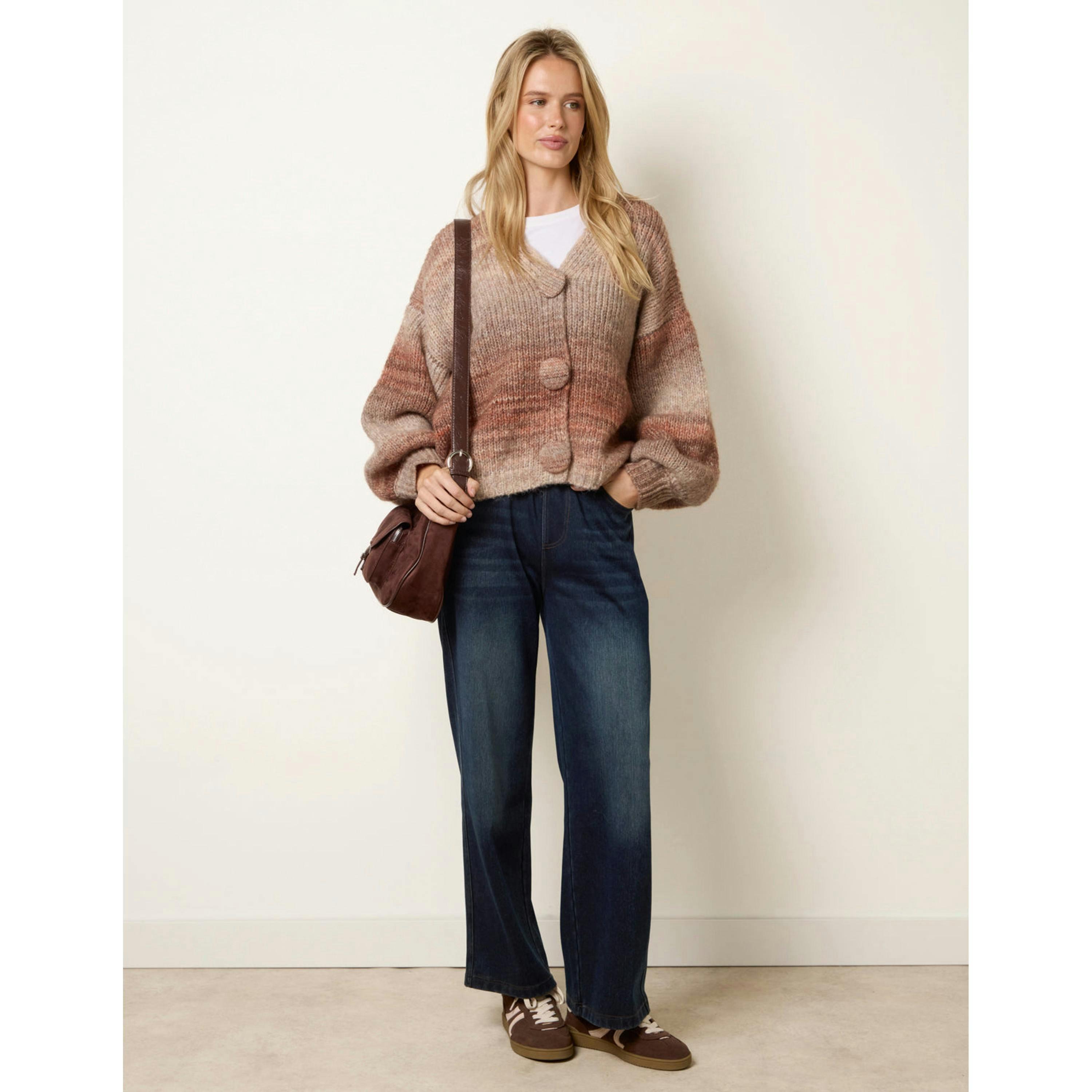 Blue Vanilla Stripe Pattern Cardigan  in Brown , view 4 of 4