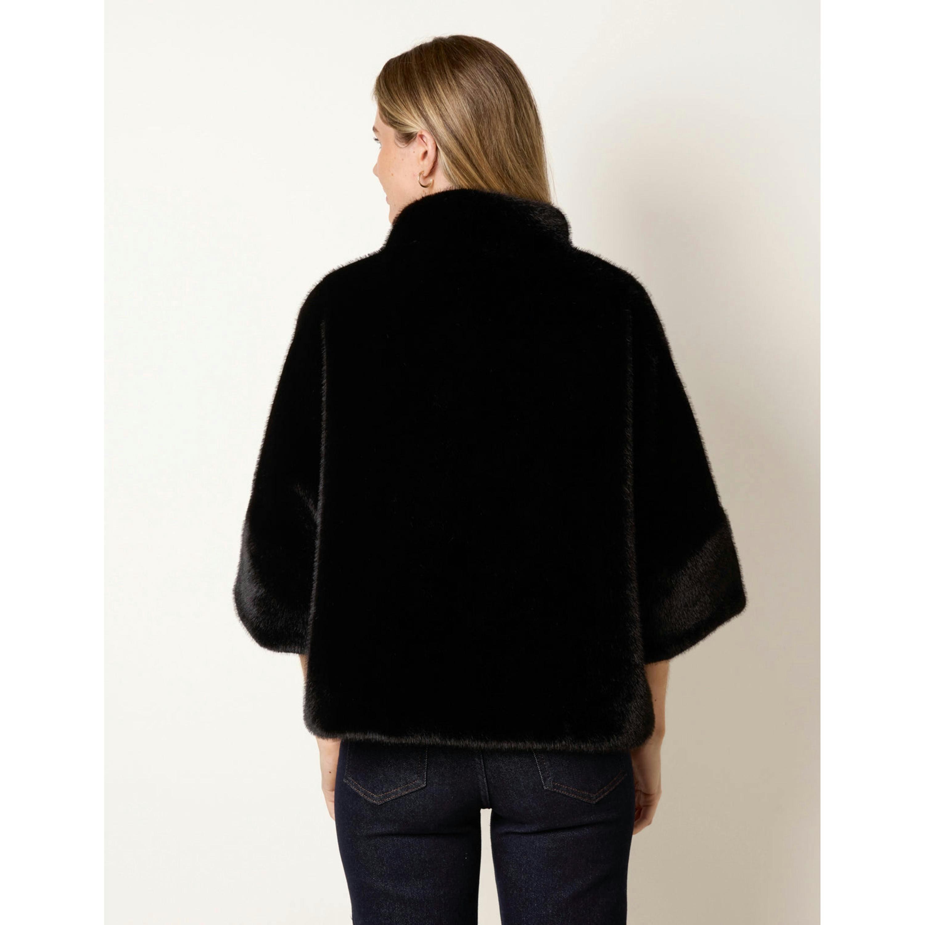Blue Vanilla Faux Fur Short Jacket  in Black , view 2 of 4