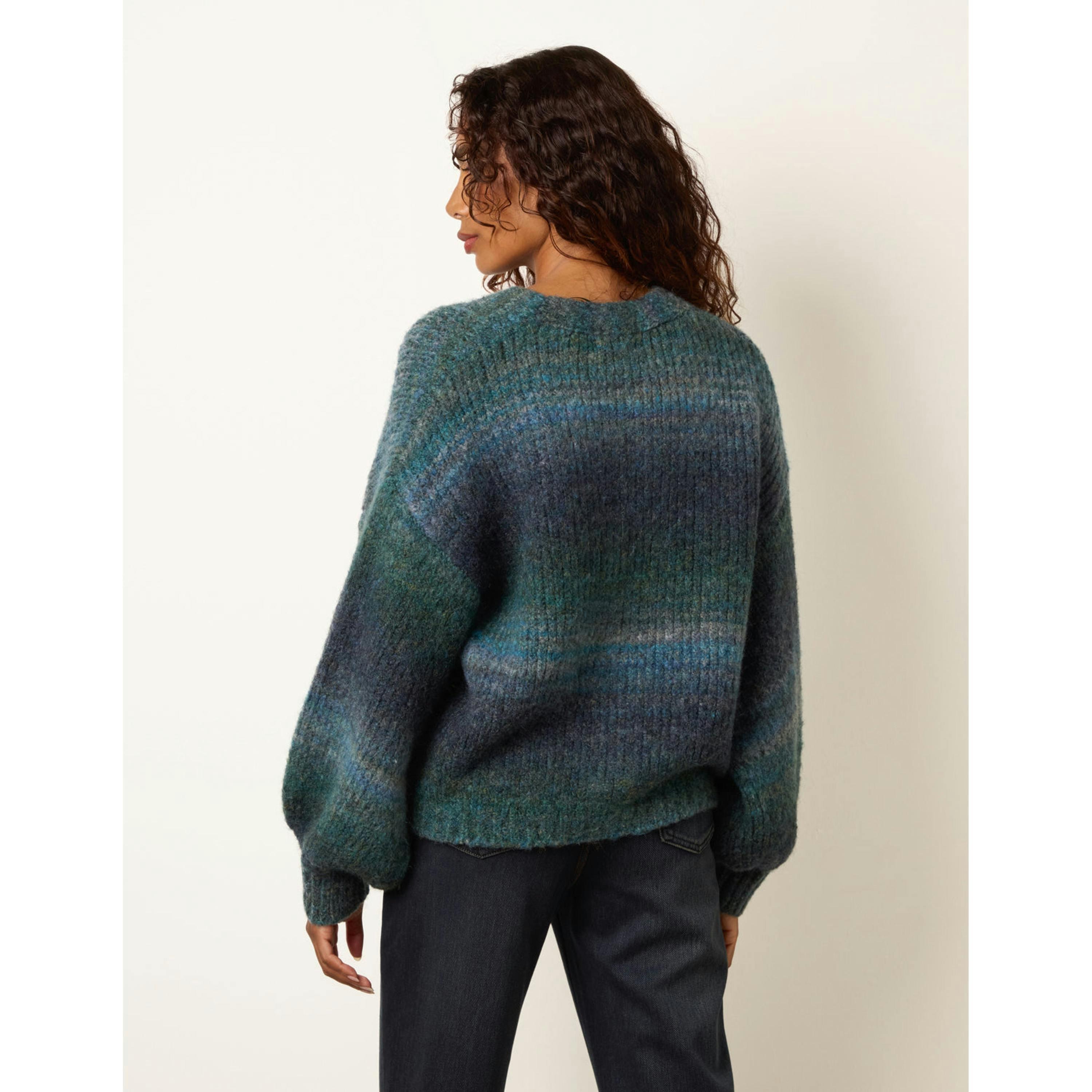 Blue Vanilla Stripe Pattern Cardigan  in Green , view 2 of 4