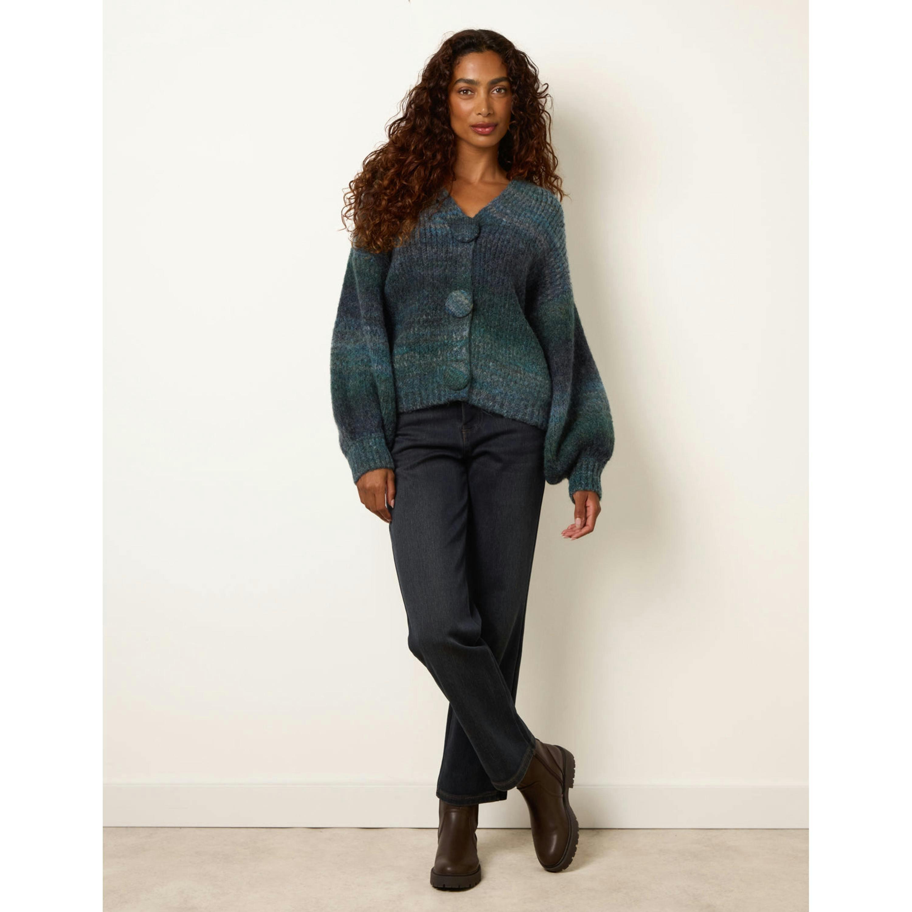 Blue Vanilla Stripe Pattern Cardigan  in Green , view 4 of 4