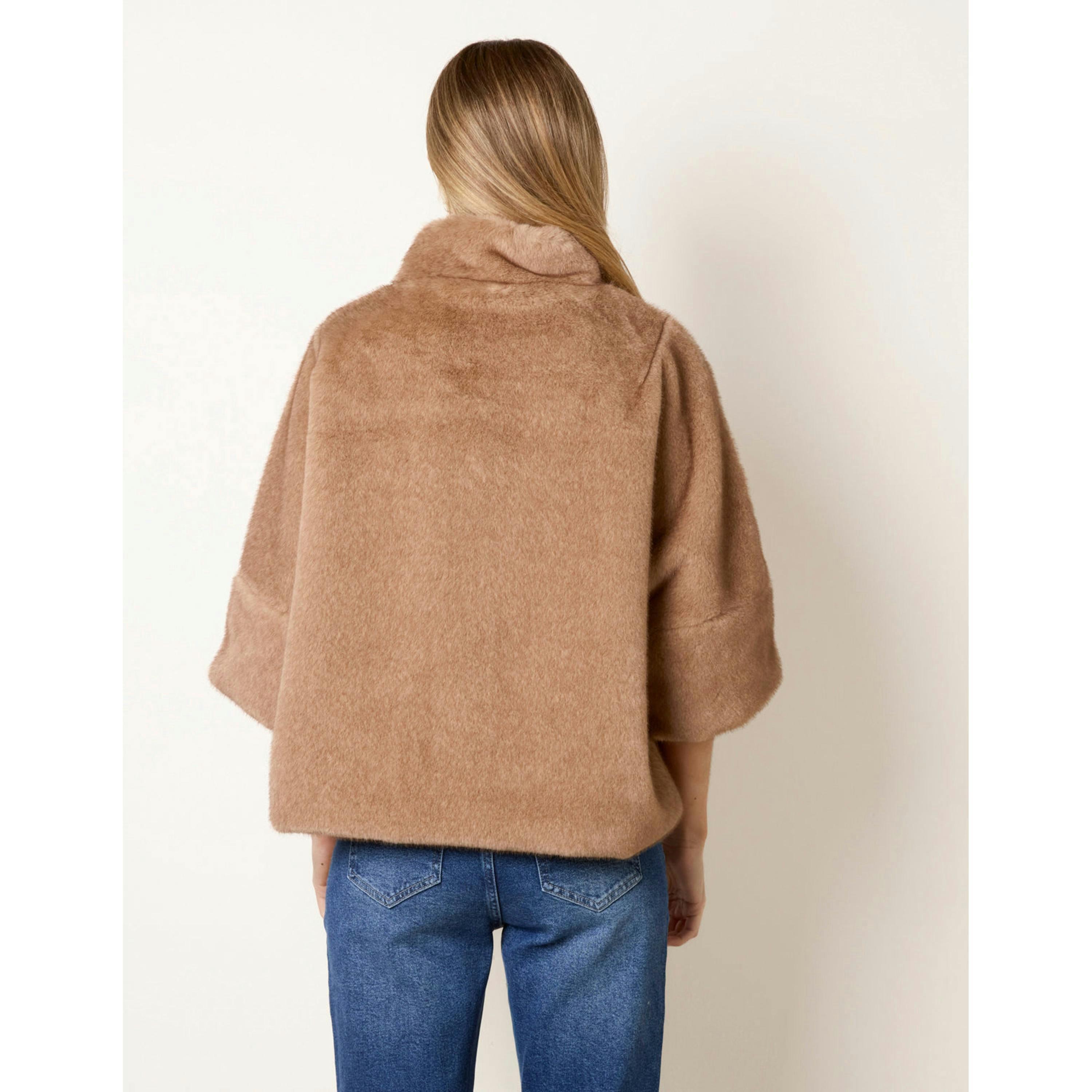 Blue Vanilla Faux Fur Short Jacket  in Beige , view 2 of 4