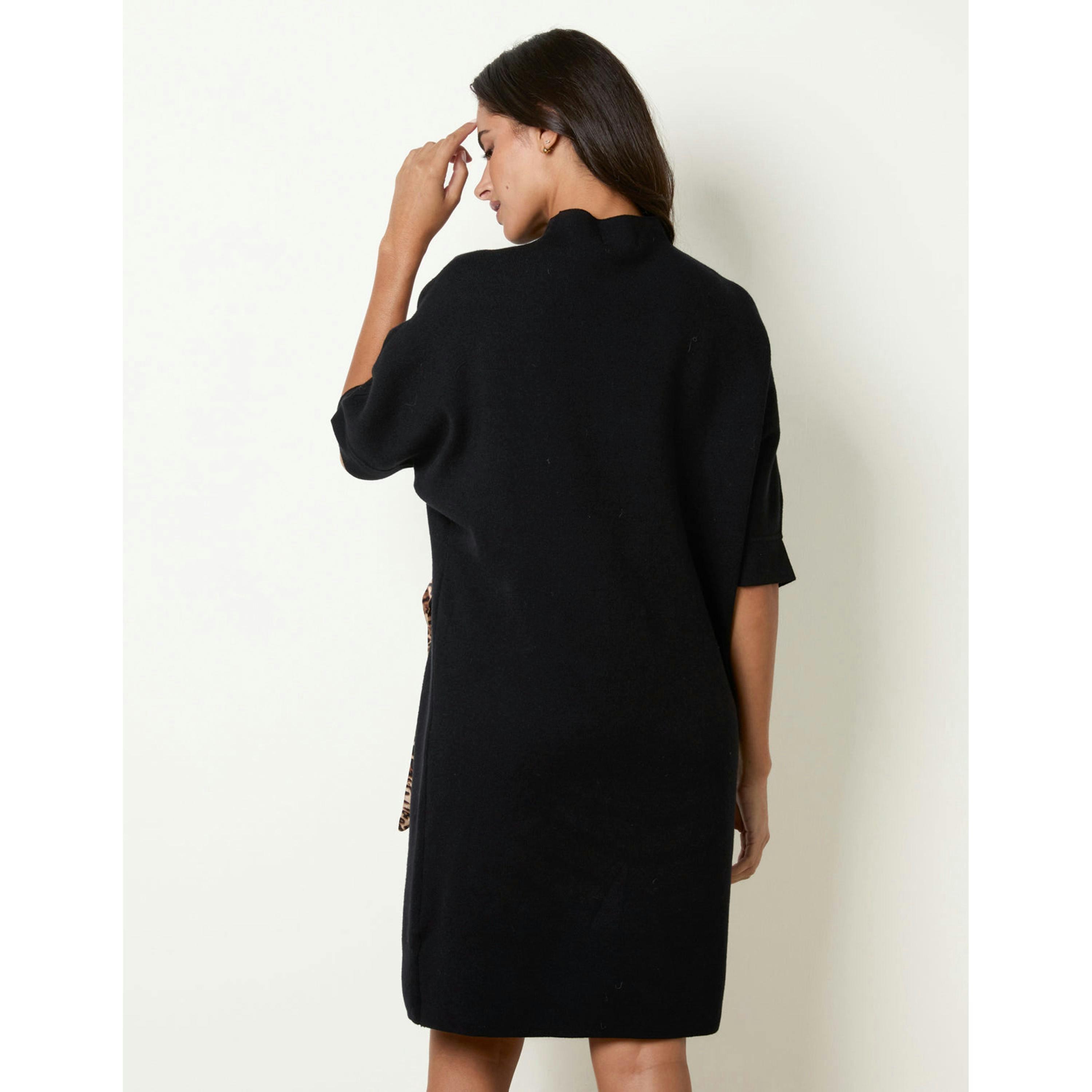 Blue Vanilla Dress With Leopard Print Tie Detail  in Black , view 2 of 4