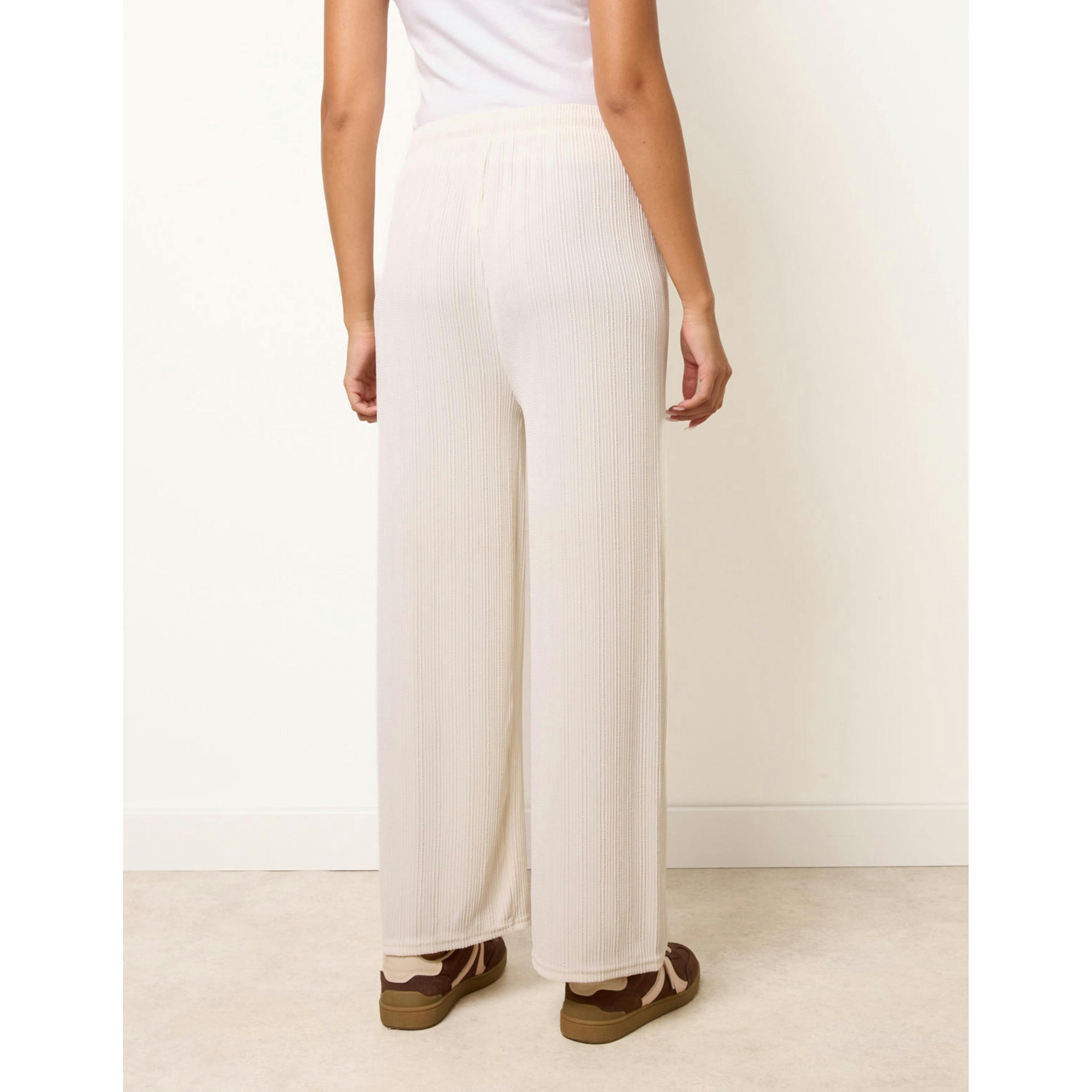 Blue Vanilla Ribbed Wide Leg Trousers  in Ivory , view 2 of 4