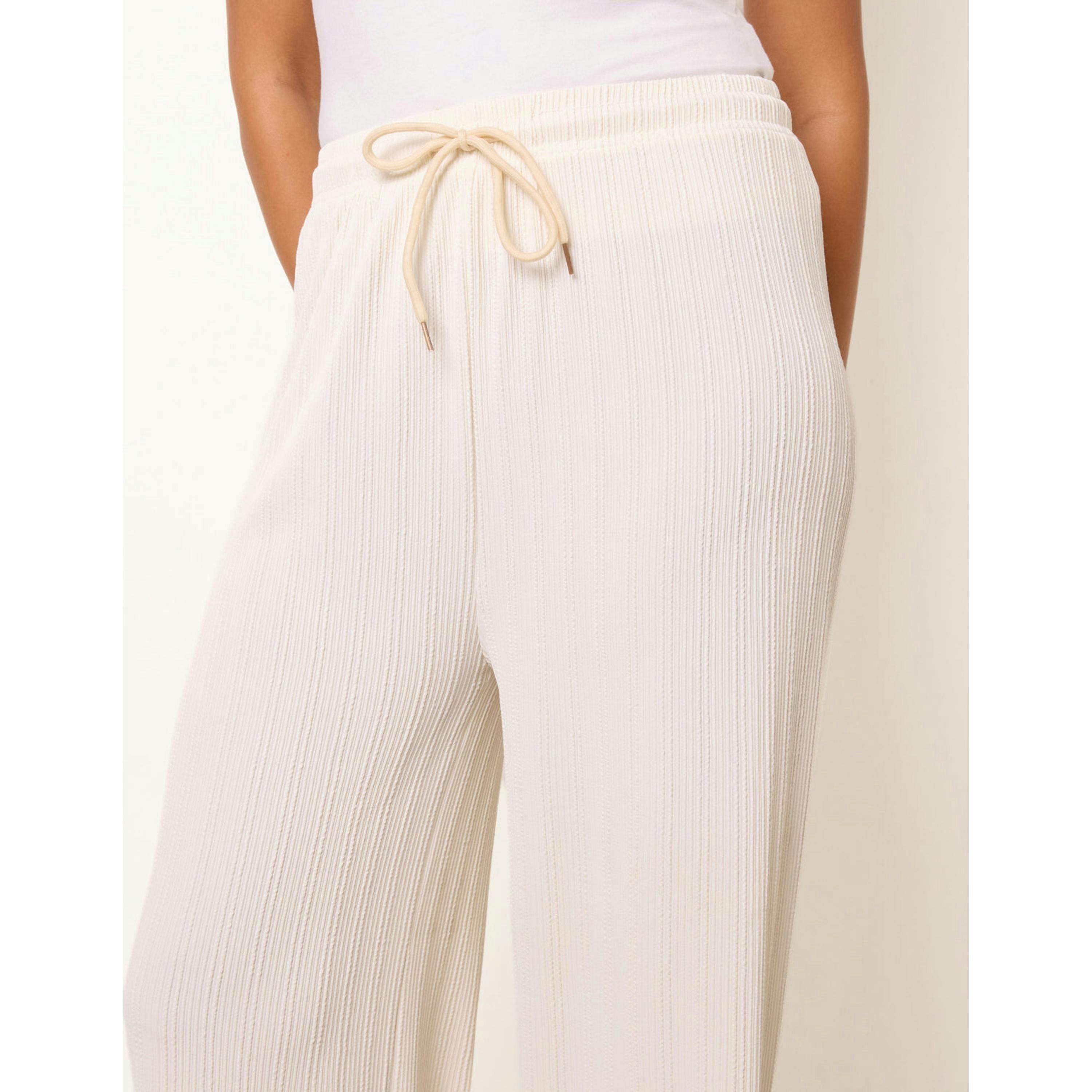 Blue Vanilla Ribbed Wide Leg Trousers  in Ivory , view 3 of 4