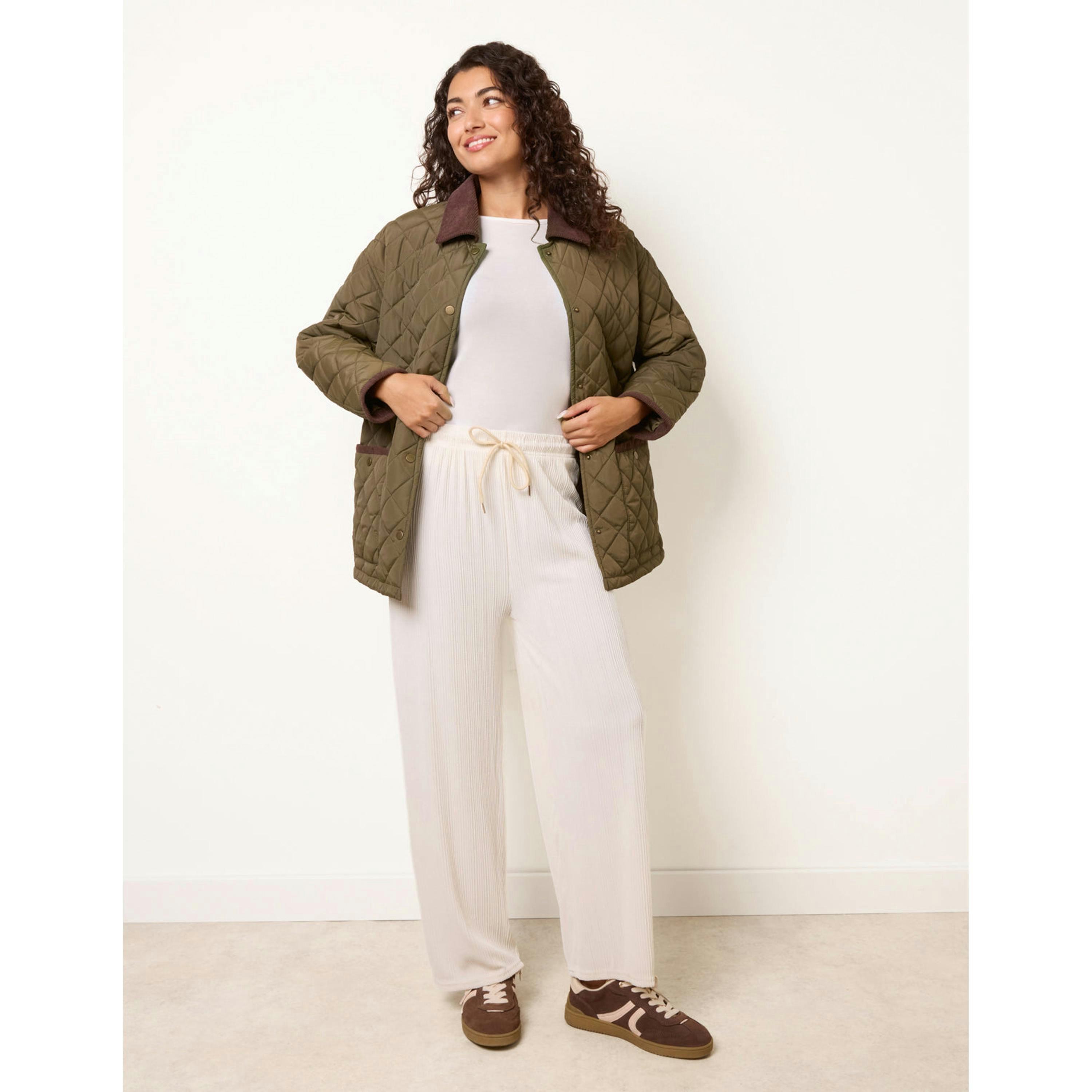 Blue Vanilla Ribbed Wide Leg Trousers  in Ivory , view 4 of 4
