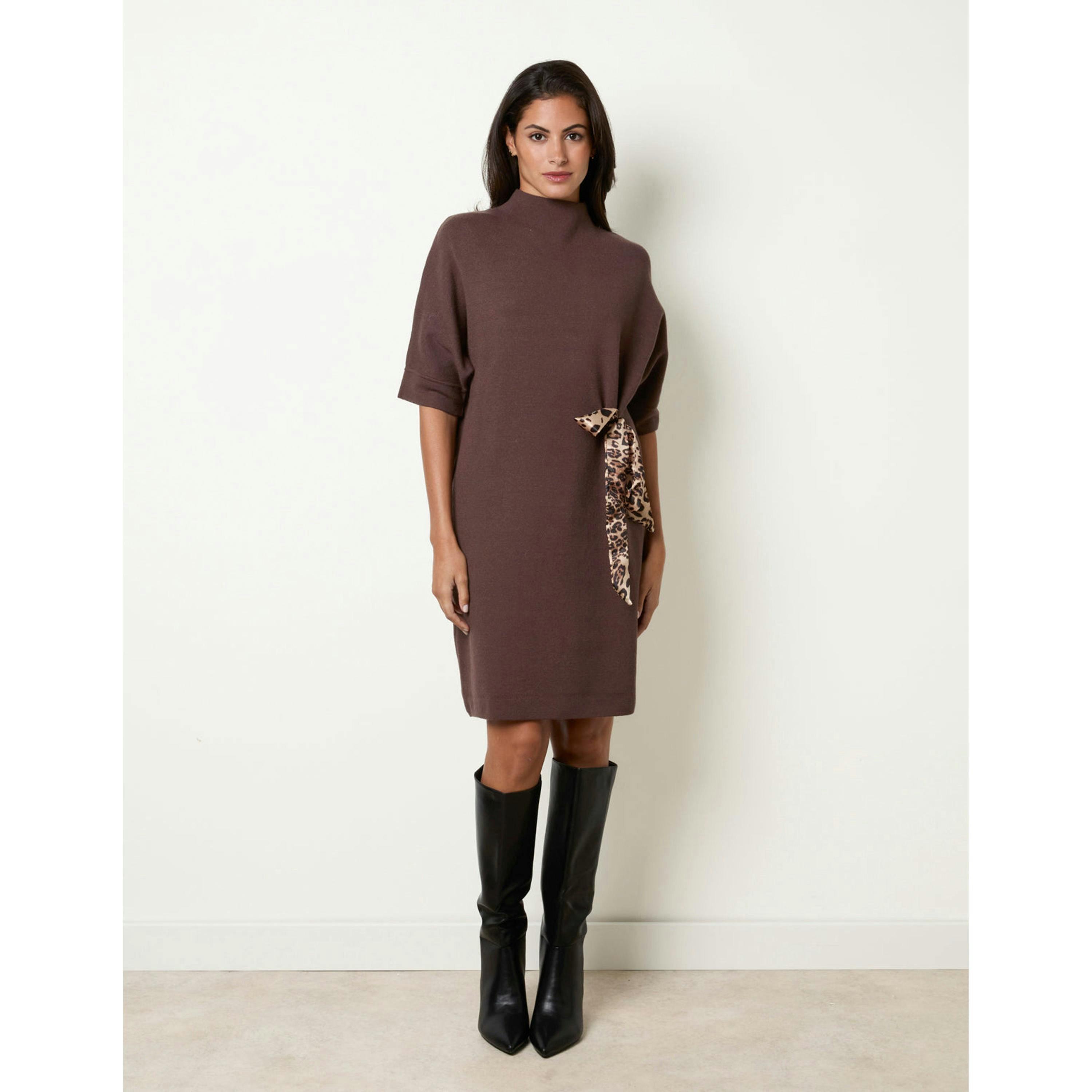 Blue Vanilla Dress With Leopard Print Tie Detail  in Brown , view 4 of 4