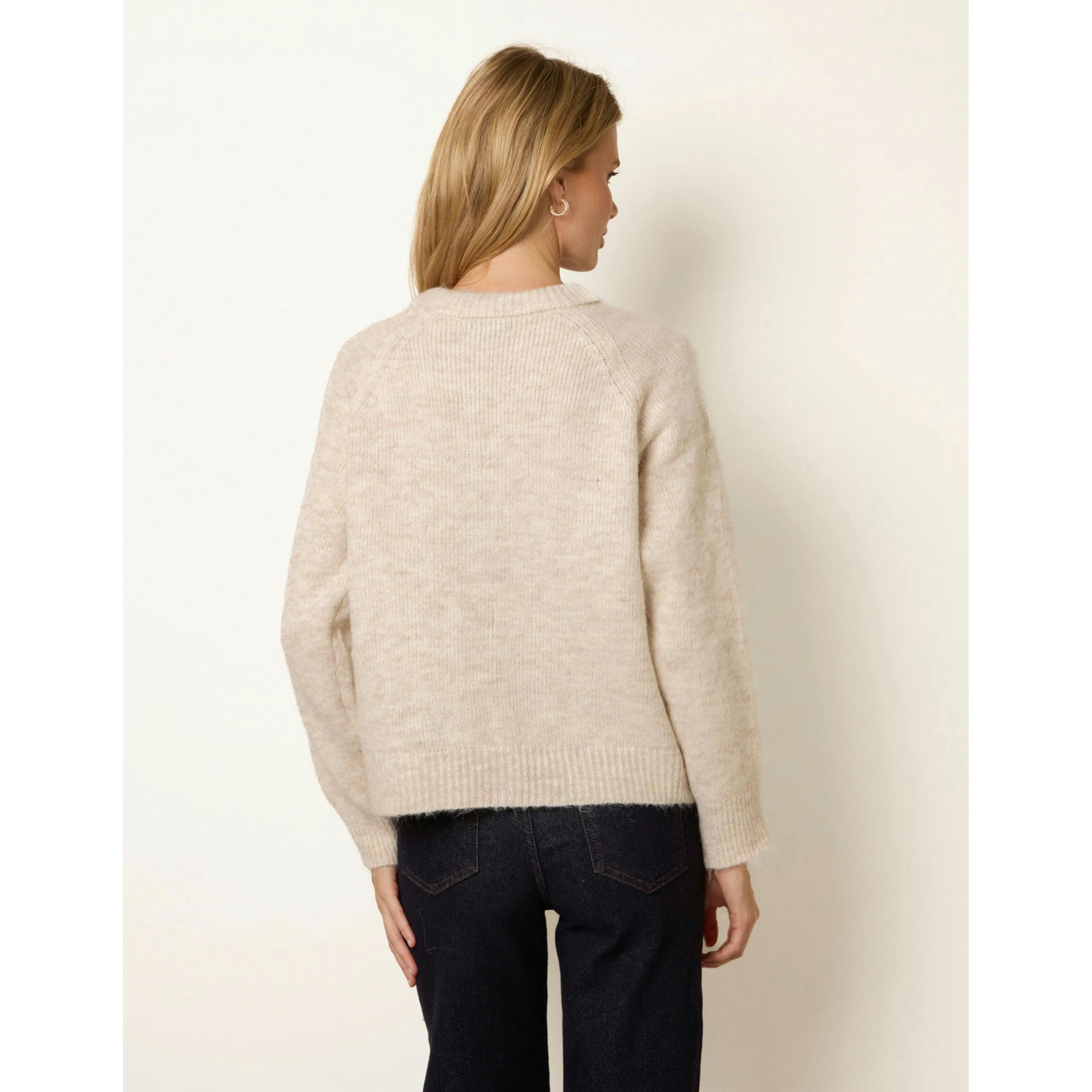 Blue Vanilla Cardigan With Heart-Shaped Buttons  in Beige , view 2 of 4