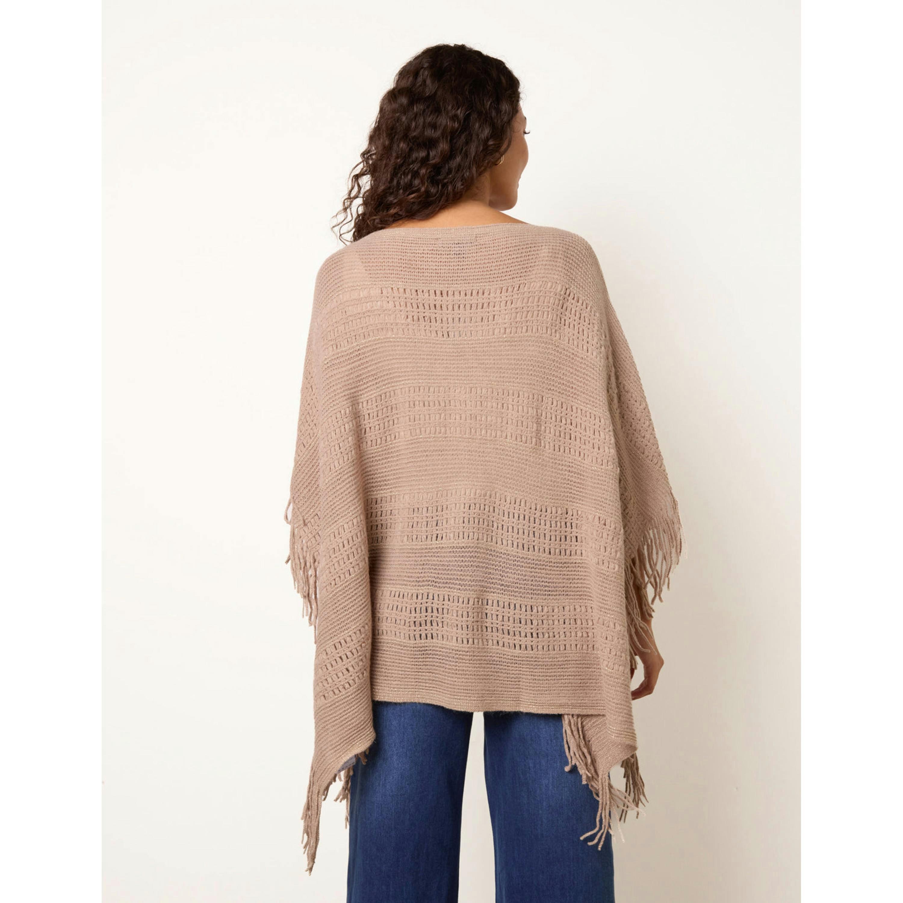 Blue Vanilla Knitted Cape  in Beige , view 2 of 4
