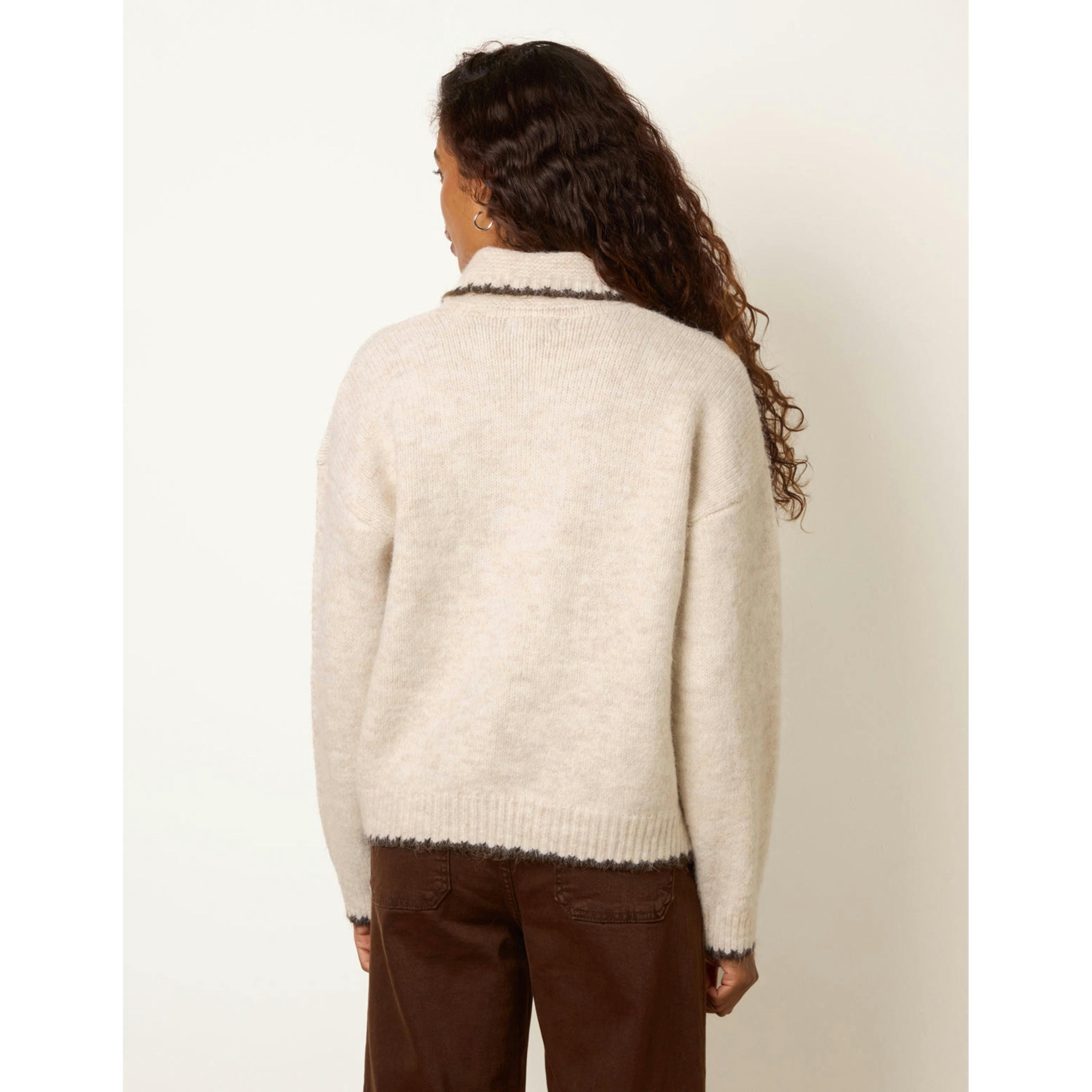 Blue Vanilla Floral Embroidery Cardigan  in Beige , view 2 of 4
