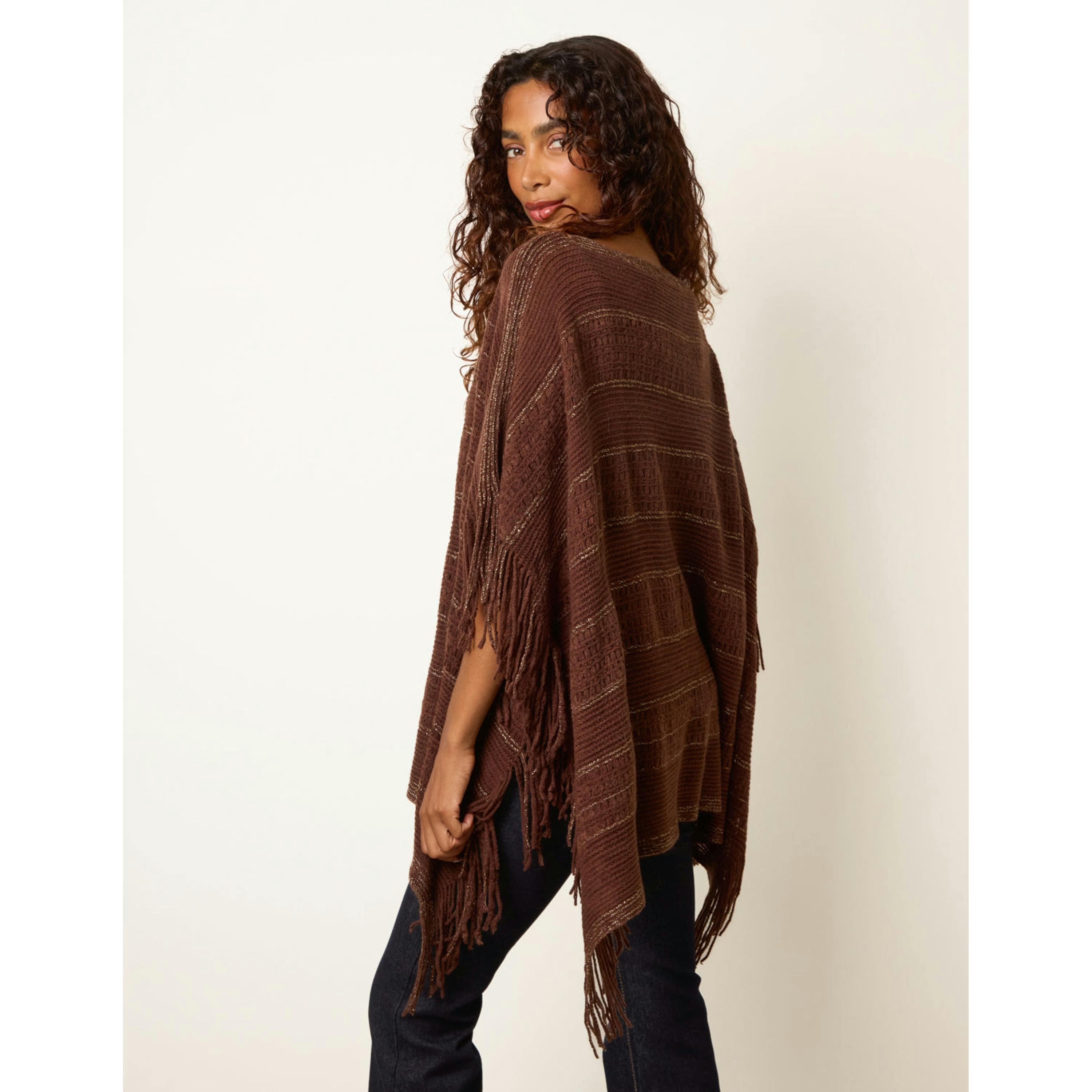Blue Vanilla Knitted Cape  in Brown , view 4 of 4