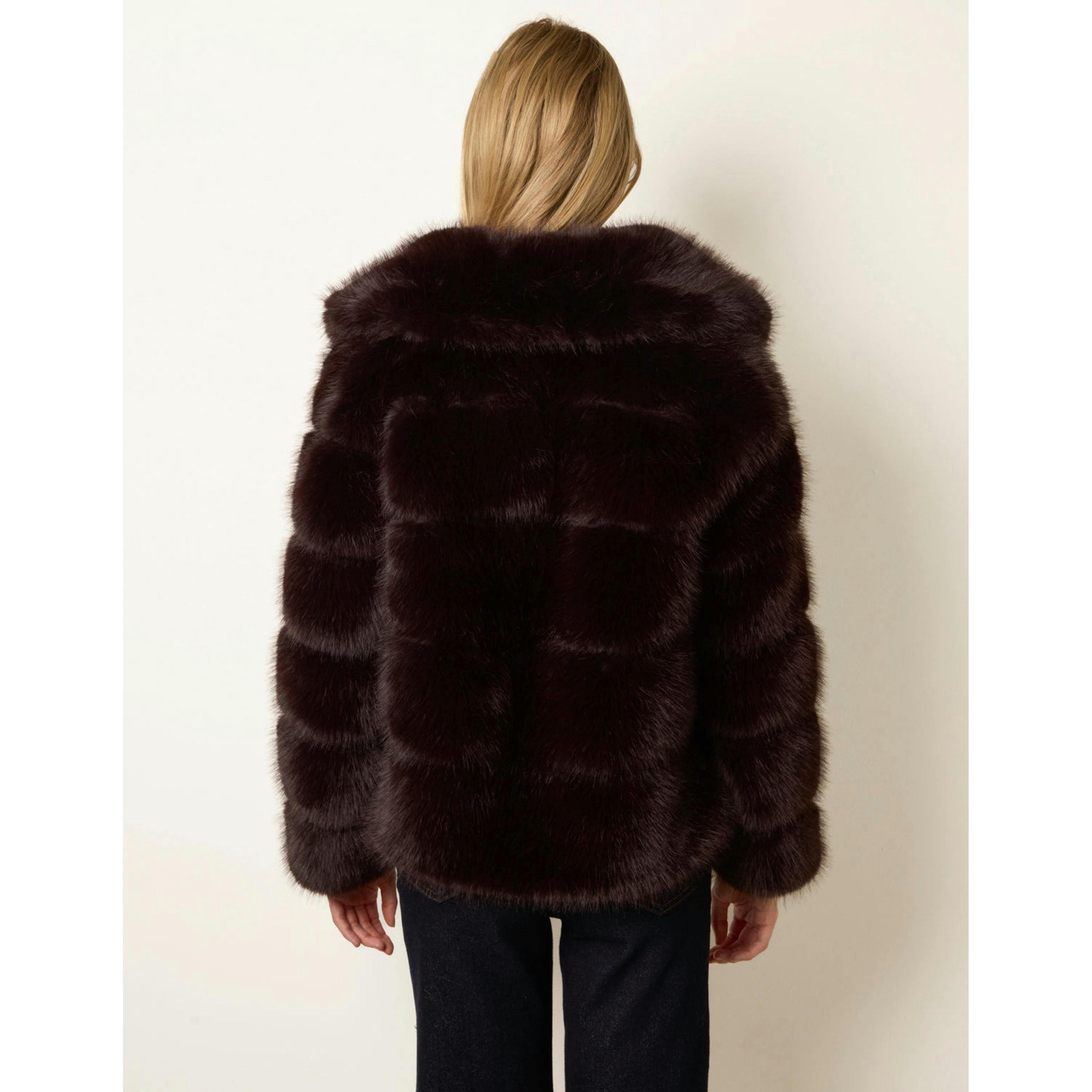 Blue Vanilla Faux Fur Cropped Jacket  in Brown , view 2 of 4