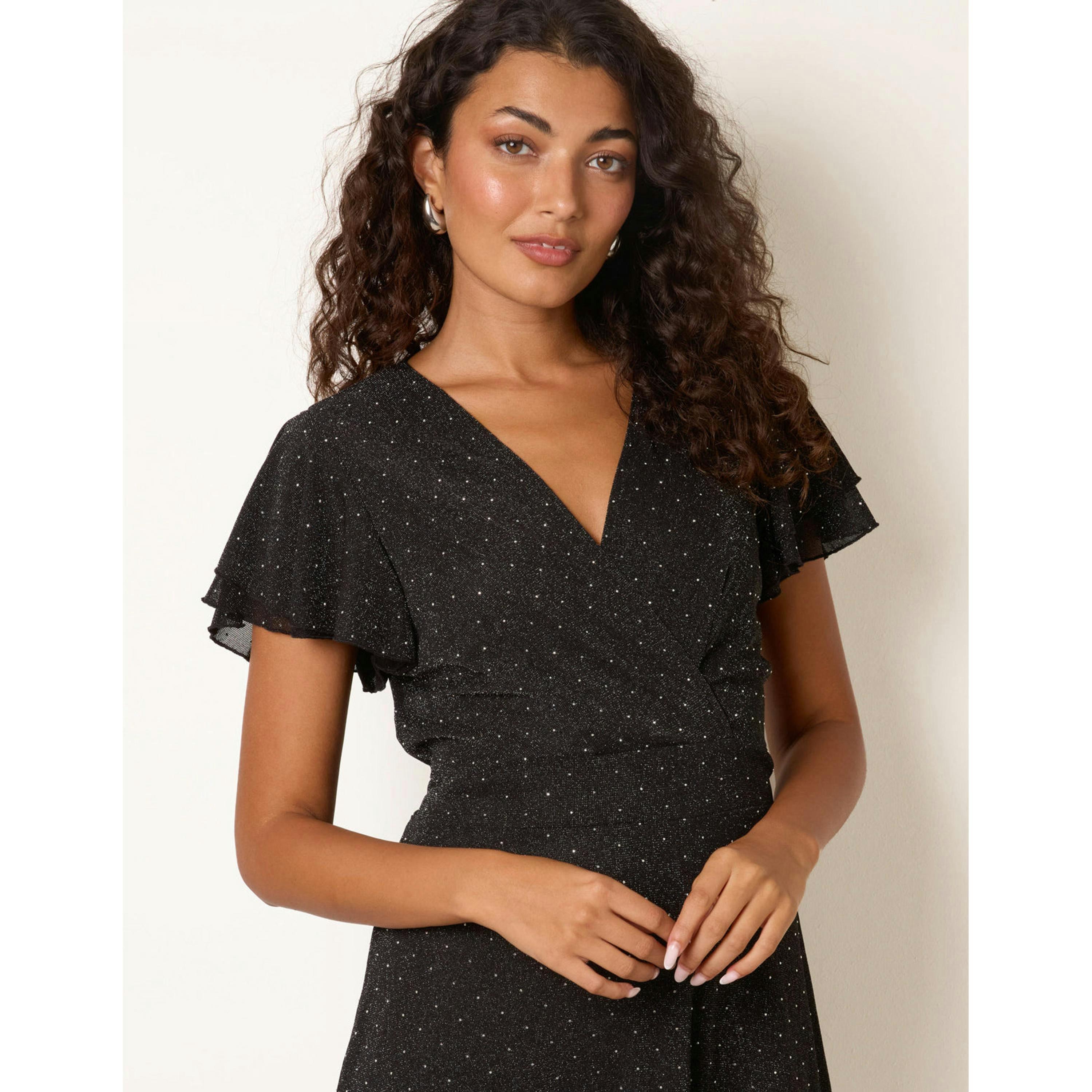 Blue Vanilla Diamante Wrap Dress  in Black , view 3 of 4