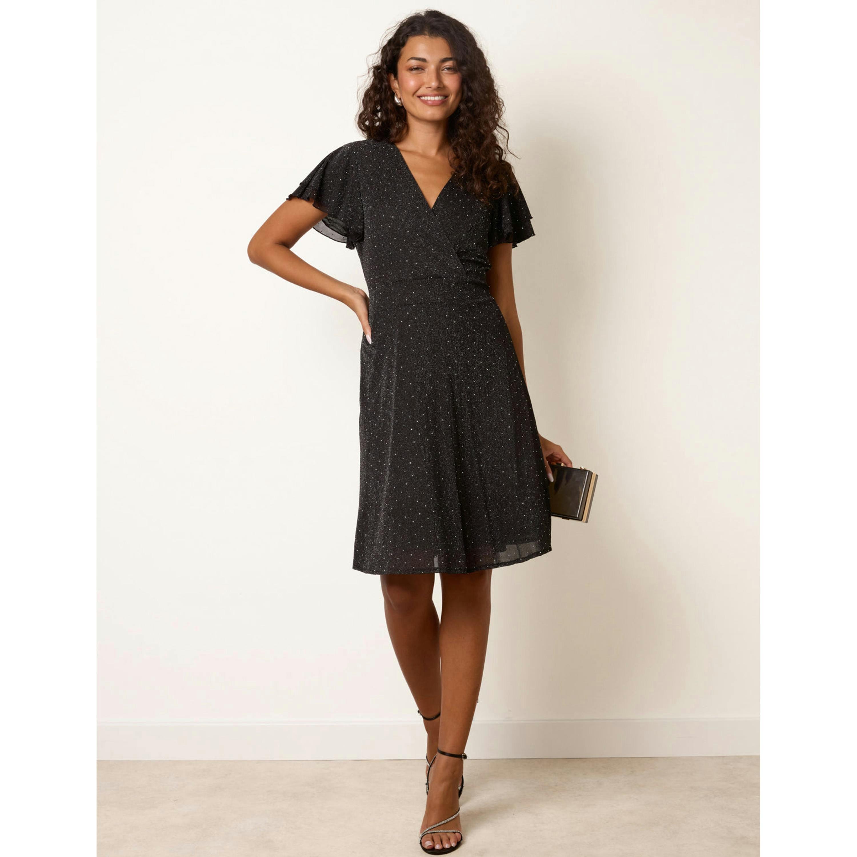 Blue Vanilla Diamante Wrap Dress  in Black , view 4 of 4