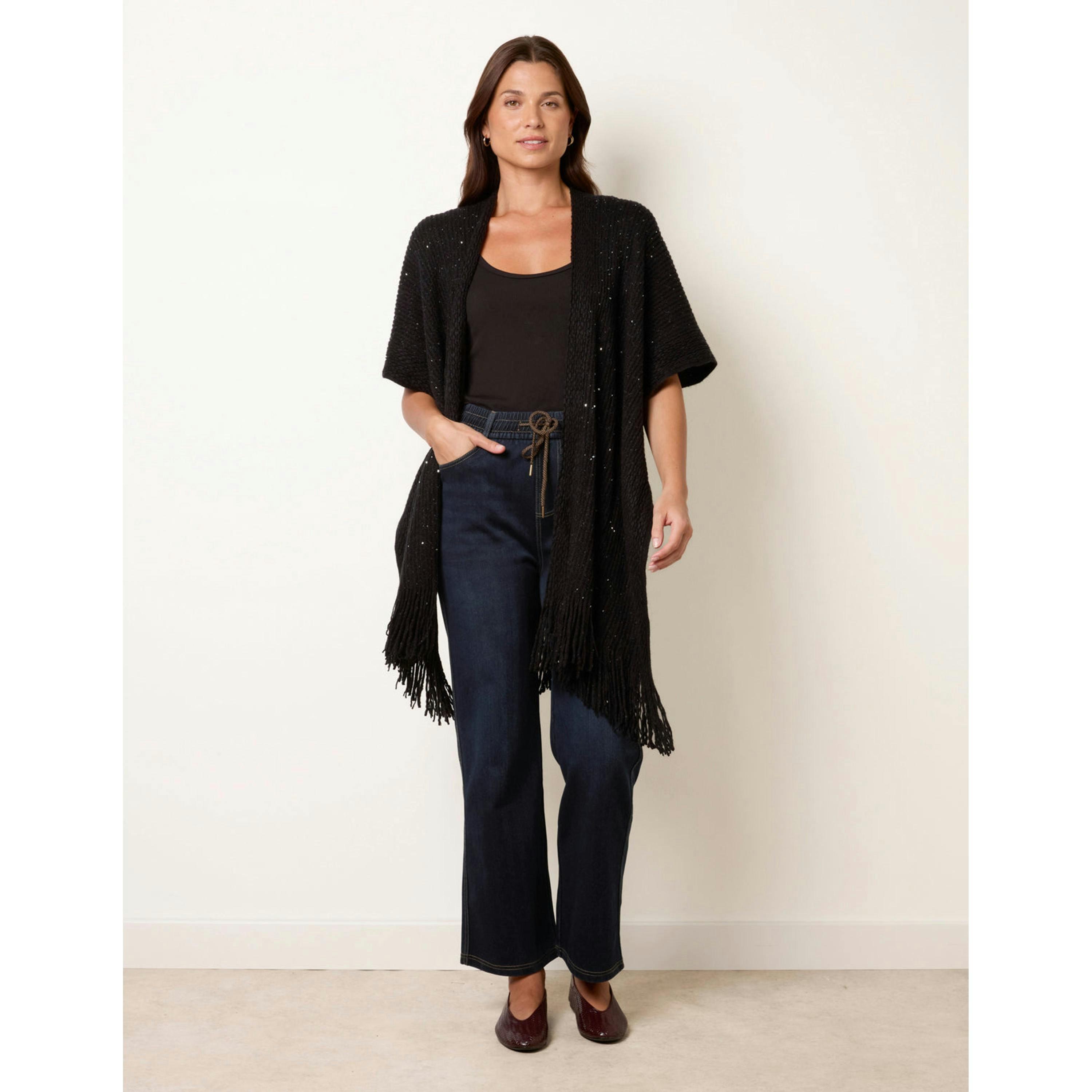 Blue Vanilla Sequin Cardigan  in Black , view 4 of 4