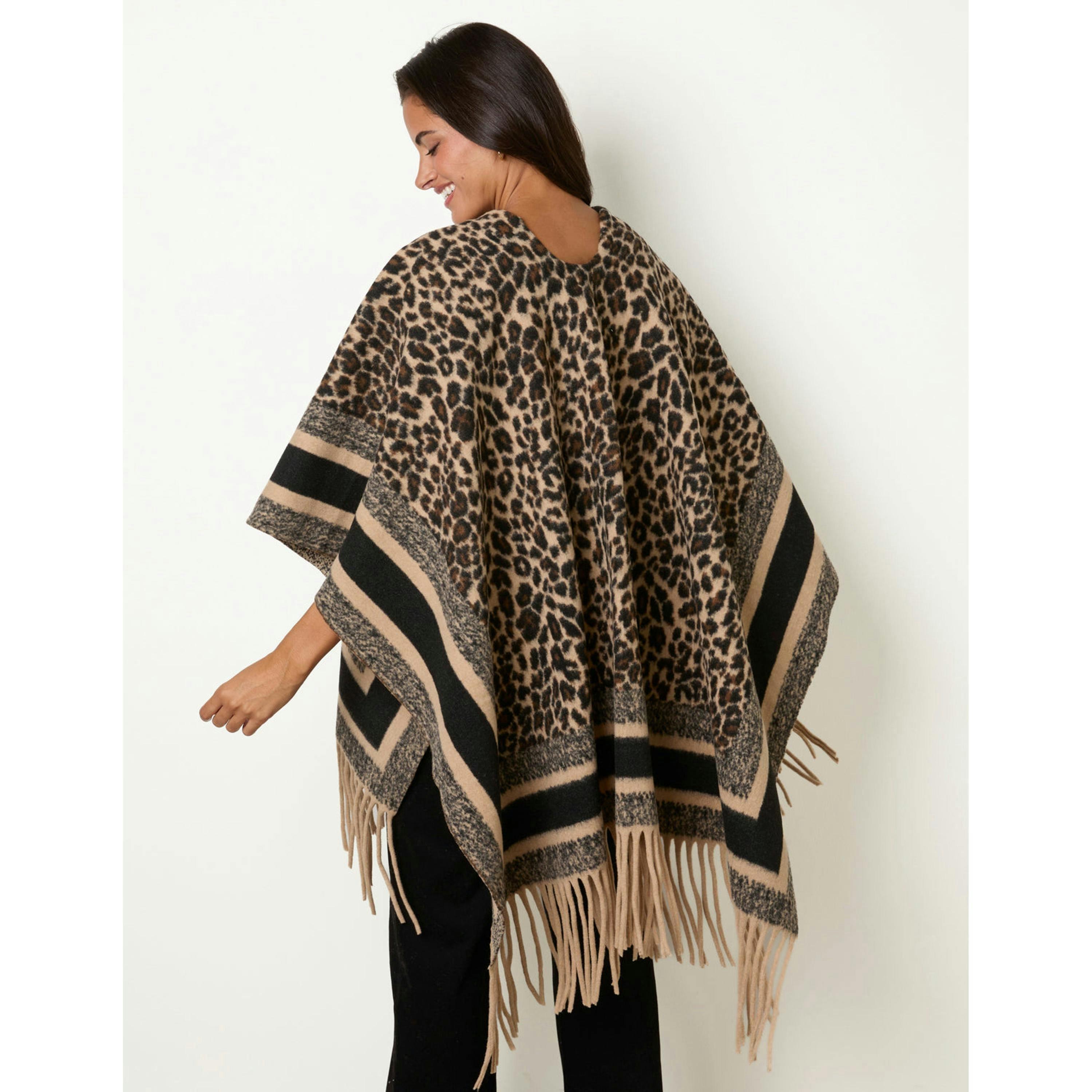 Blue Vanilla Animal Print Cape  in Brown , view 2 of 4