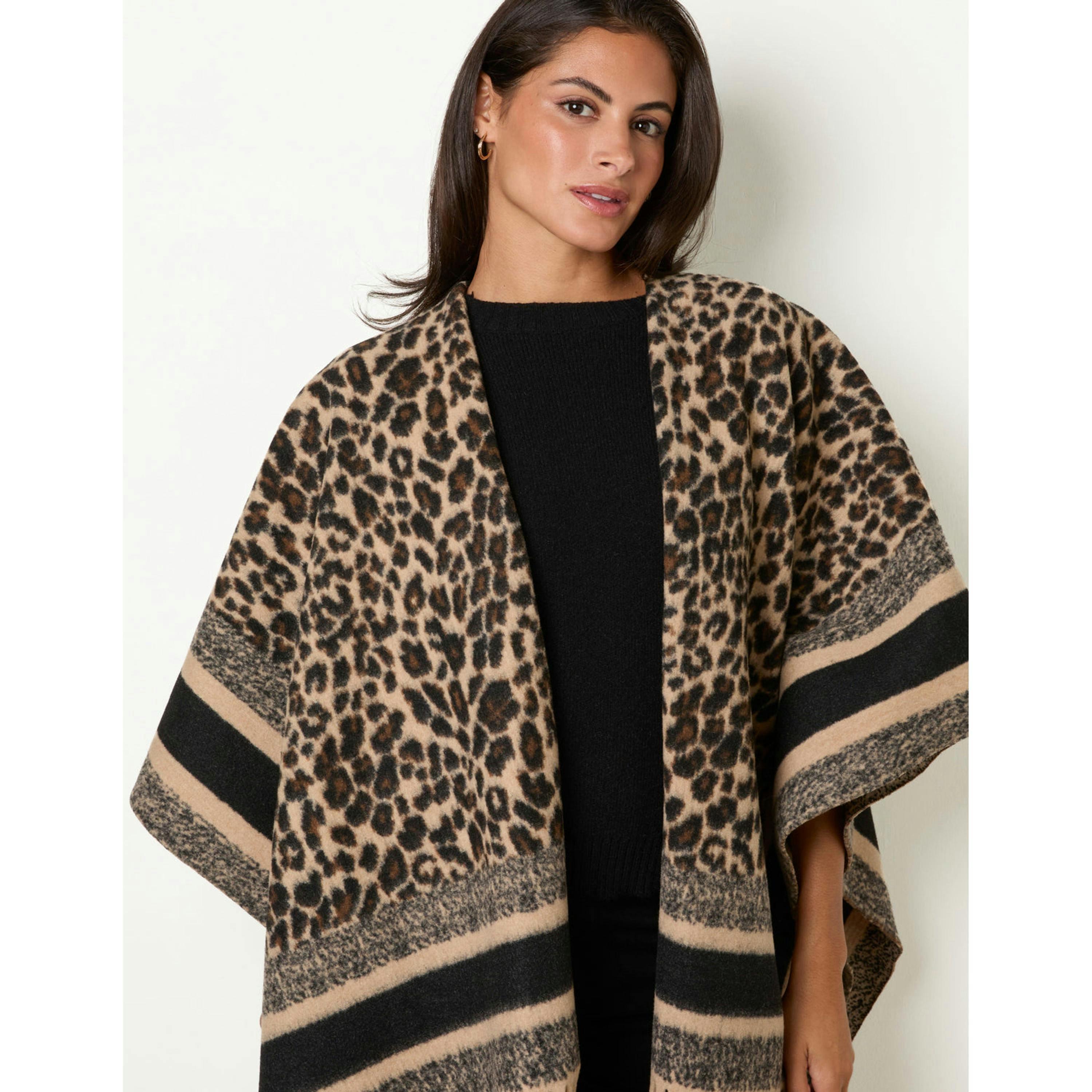 Blue Vanilla Animal Print Cape  in Brown , view 4 of 4