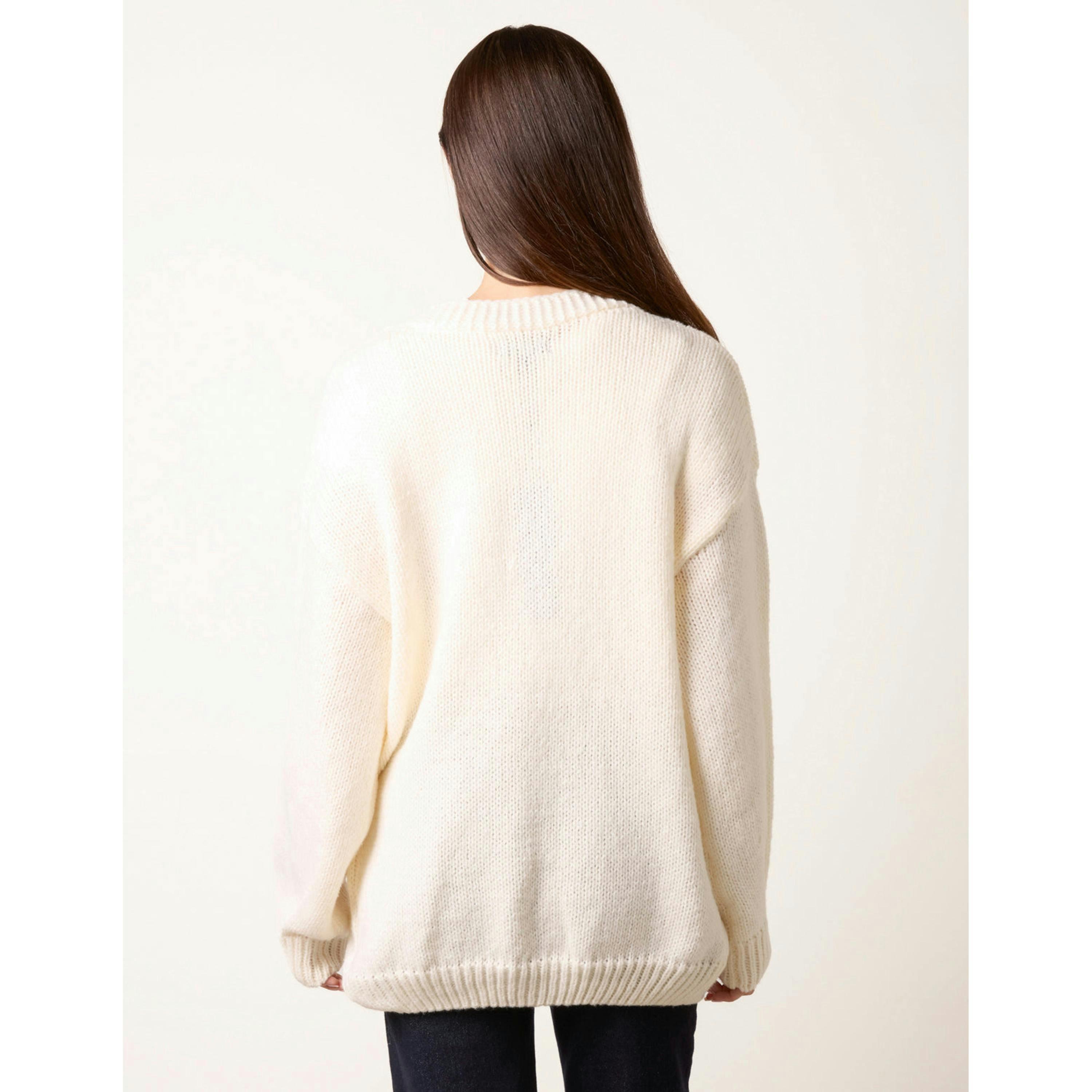 Blue Vanilla Mushroom Knit Cardigan  in Ivory , view 2 of 4