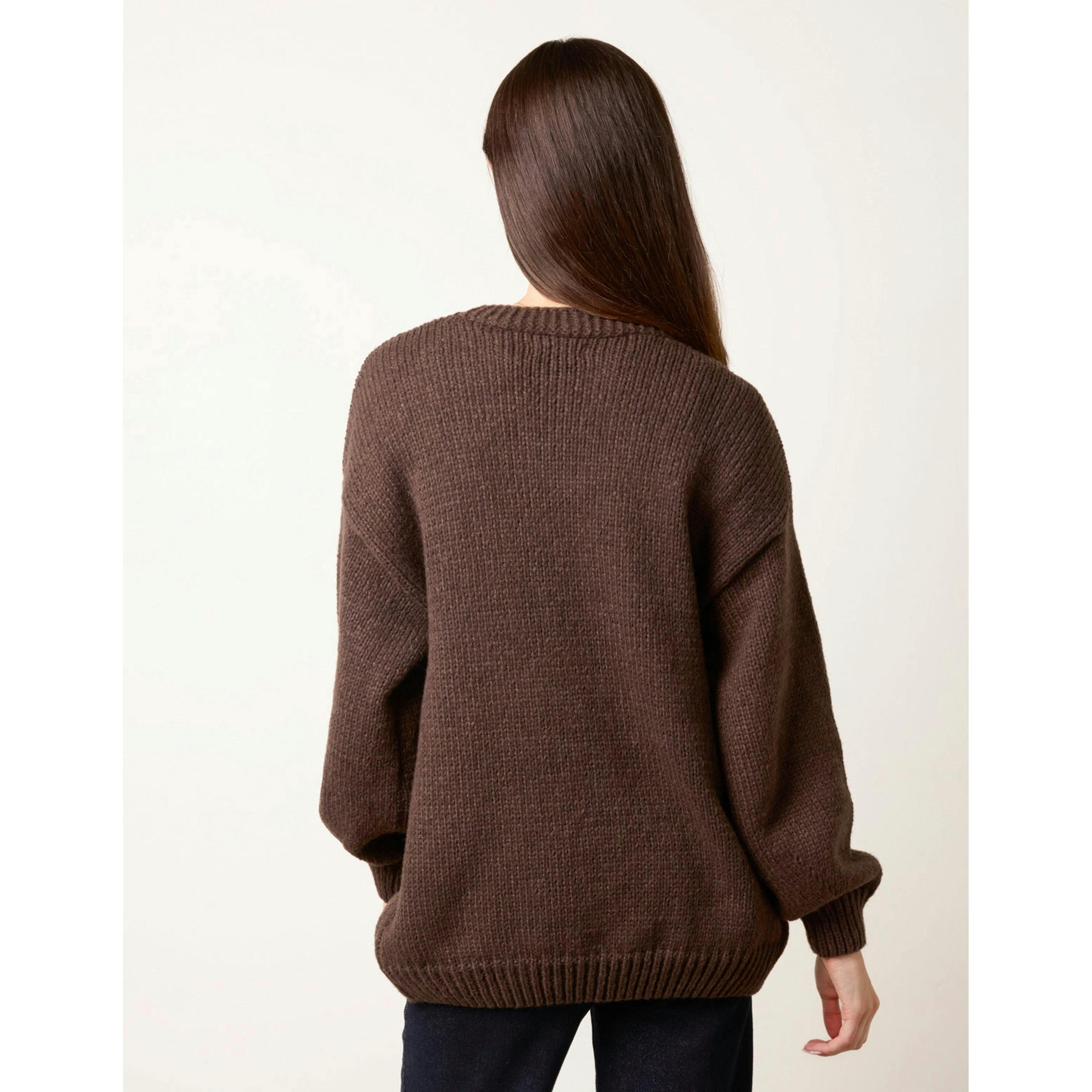 Blue Vanilla Mushroom Knit Cardigan  in Brown , view 2 of 4