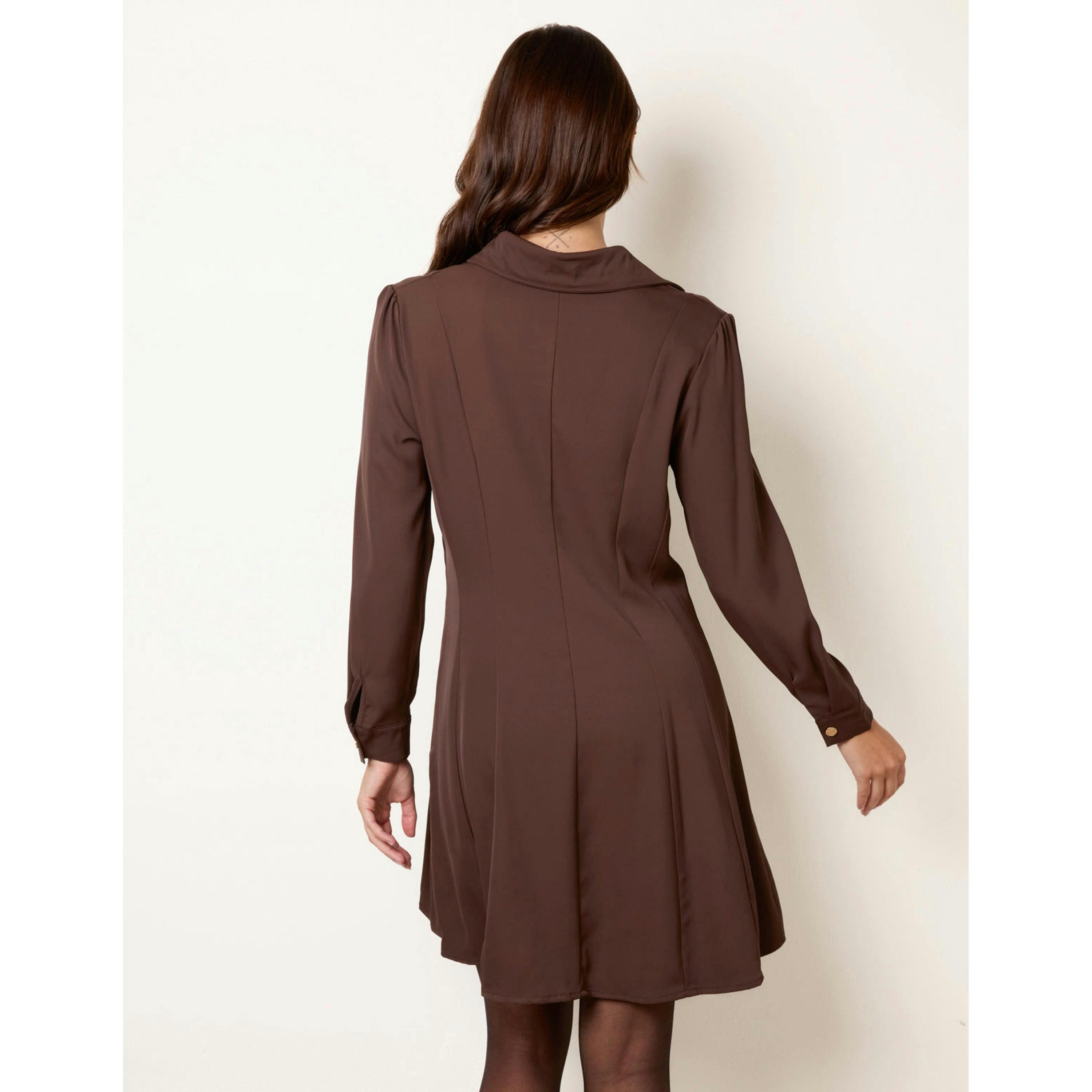 Blue Vanilla Crepe Fit & Flare Mini Dress  in Brown , view 2 of 4