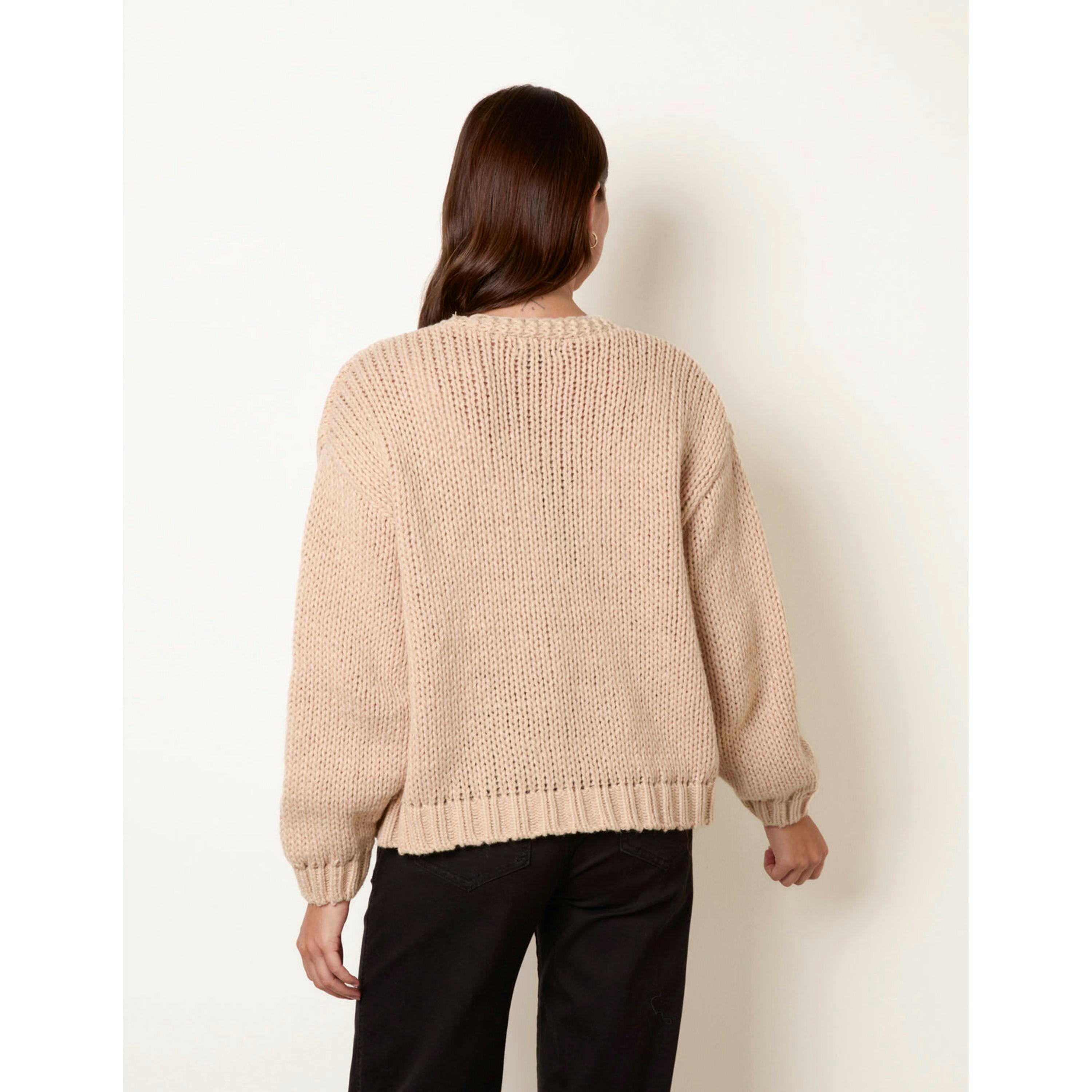 Blue Vanilla Cardigan With Floral Embroidery  in Beige , view 2 of 4