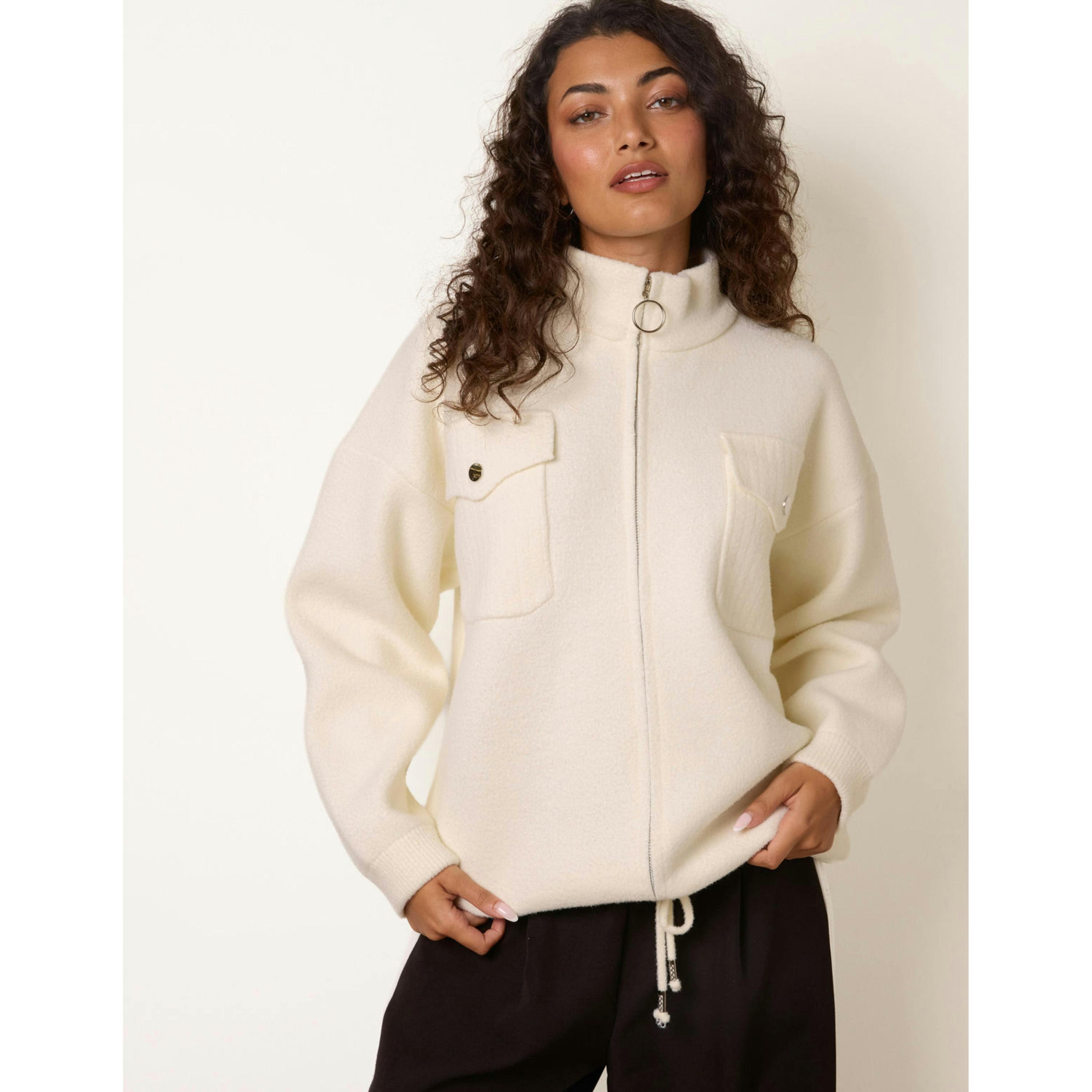 Blue Vanilla Soft Touch Zip Pocket Jacket  in Ivory , view 3 of 4