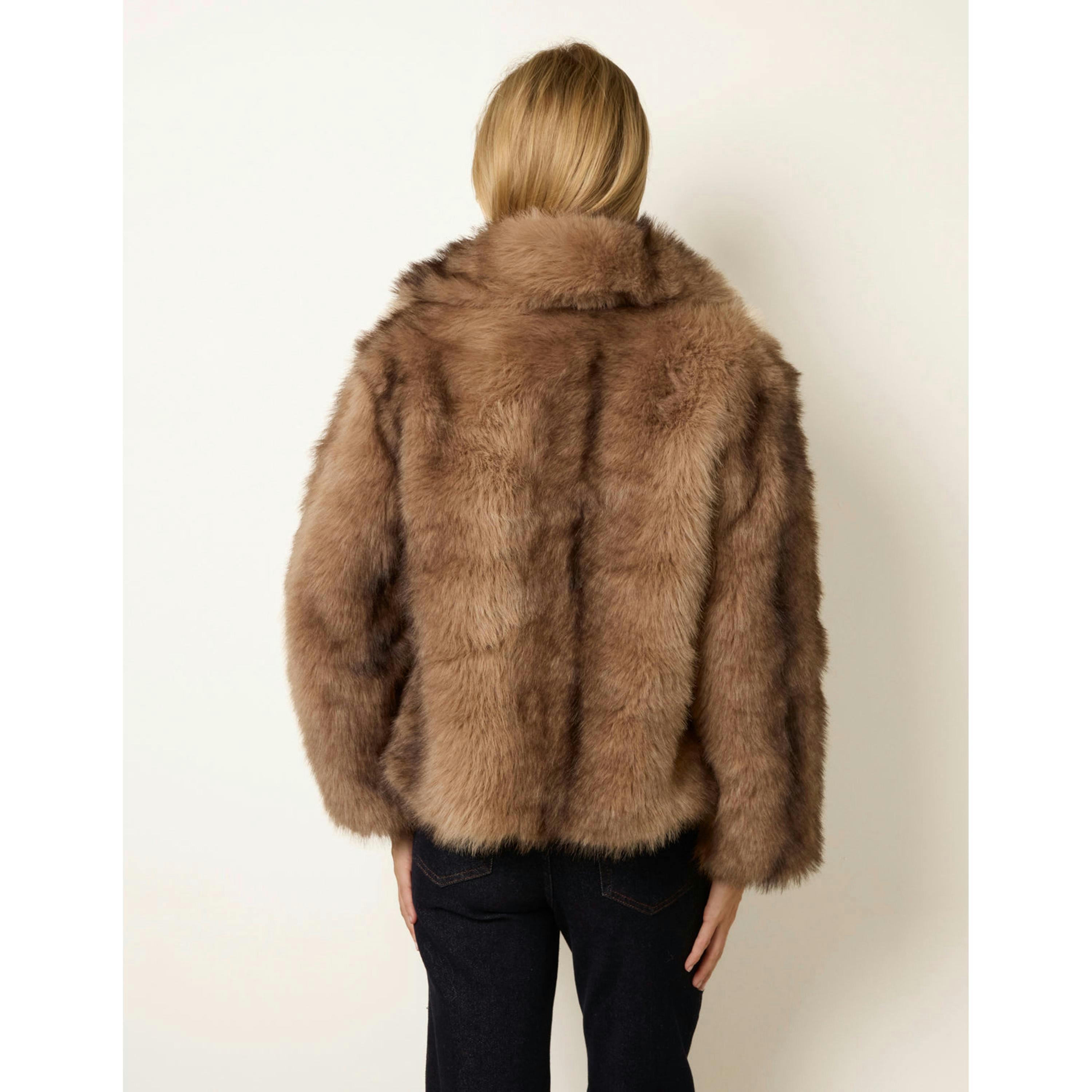 Blue Vanilla Faux Fur Short Coat  in Brown , view 2 of 4