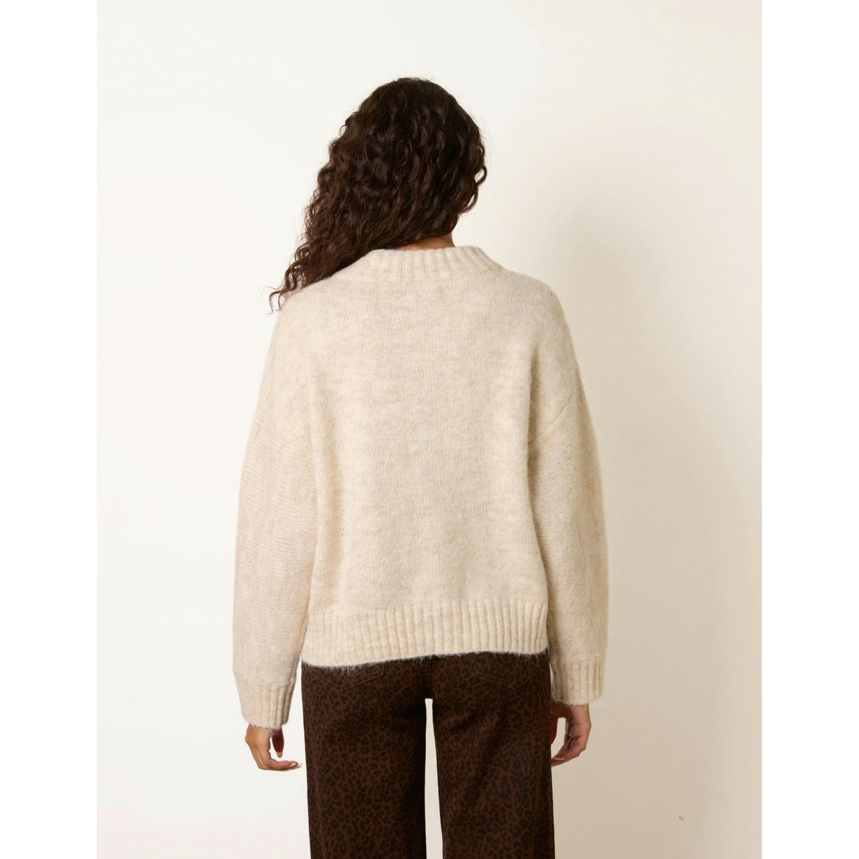 Blue Vanilla Button Front Cardigan  in Beige , view 2 of 4
