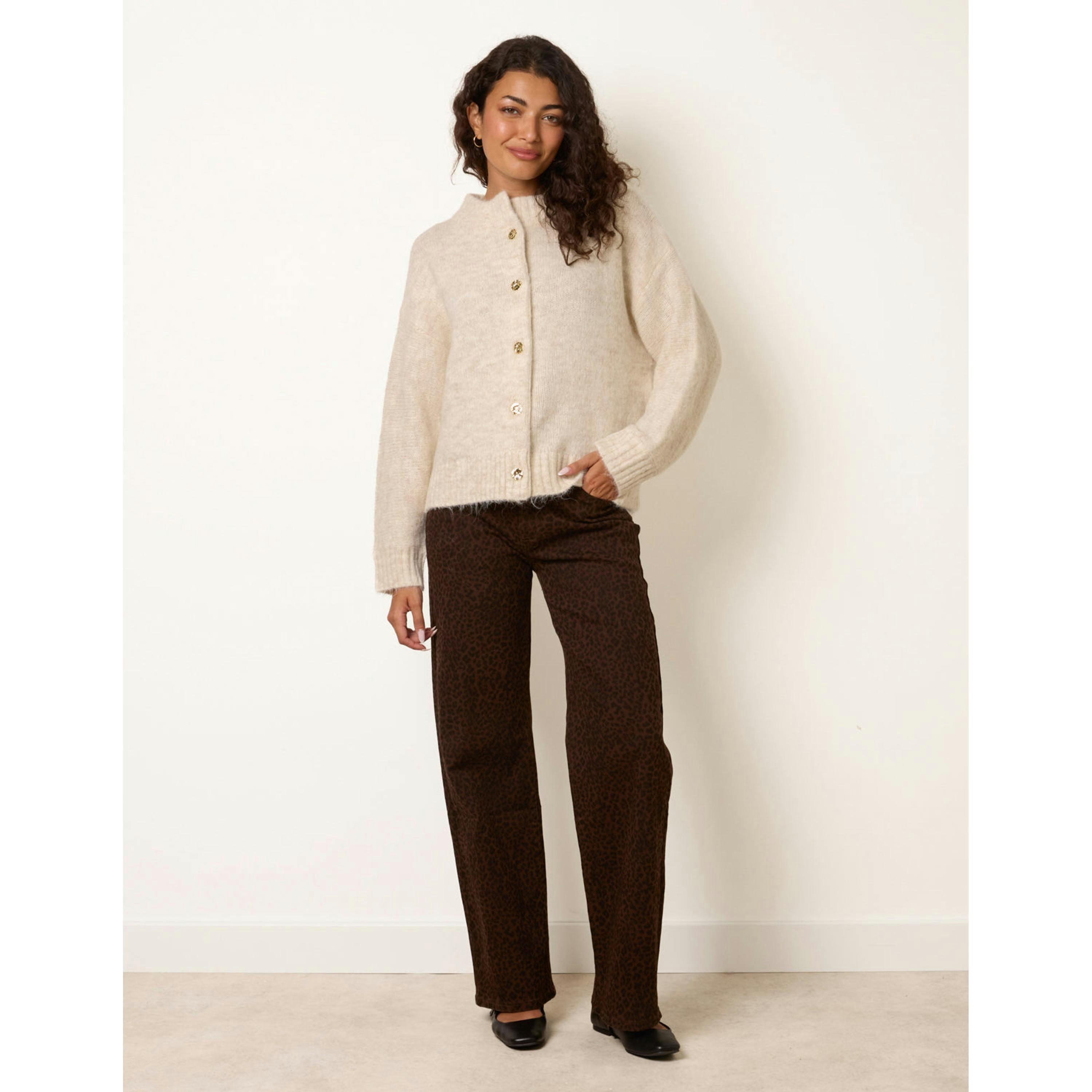 Blue Vanilla Button Front Cardigan  in Beige , view 4 of 4