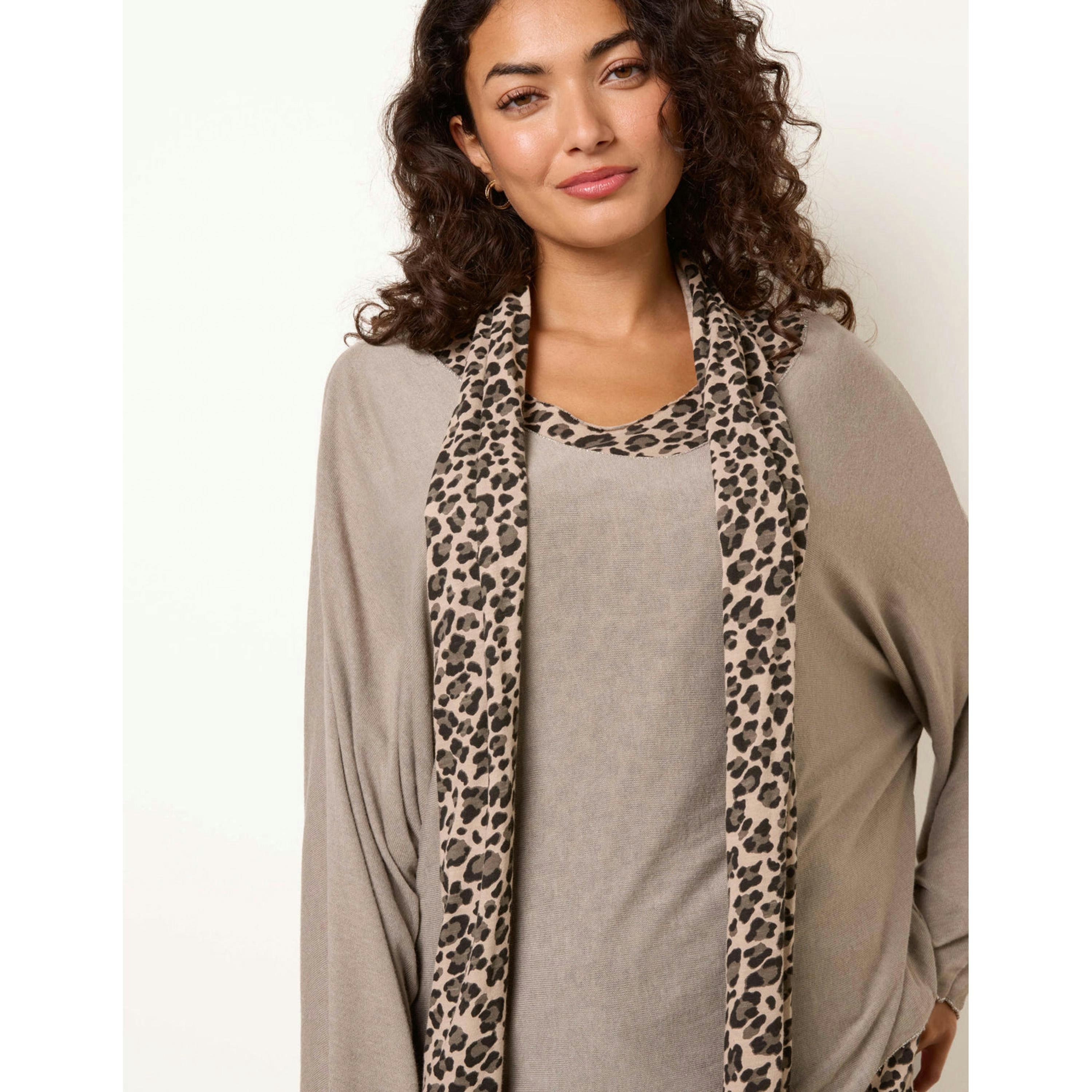 Blue Vanilla Scarf Leopard 3 in 1 Top  in Beige , view 2 of 4
