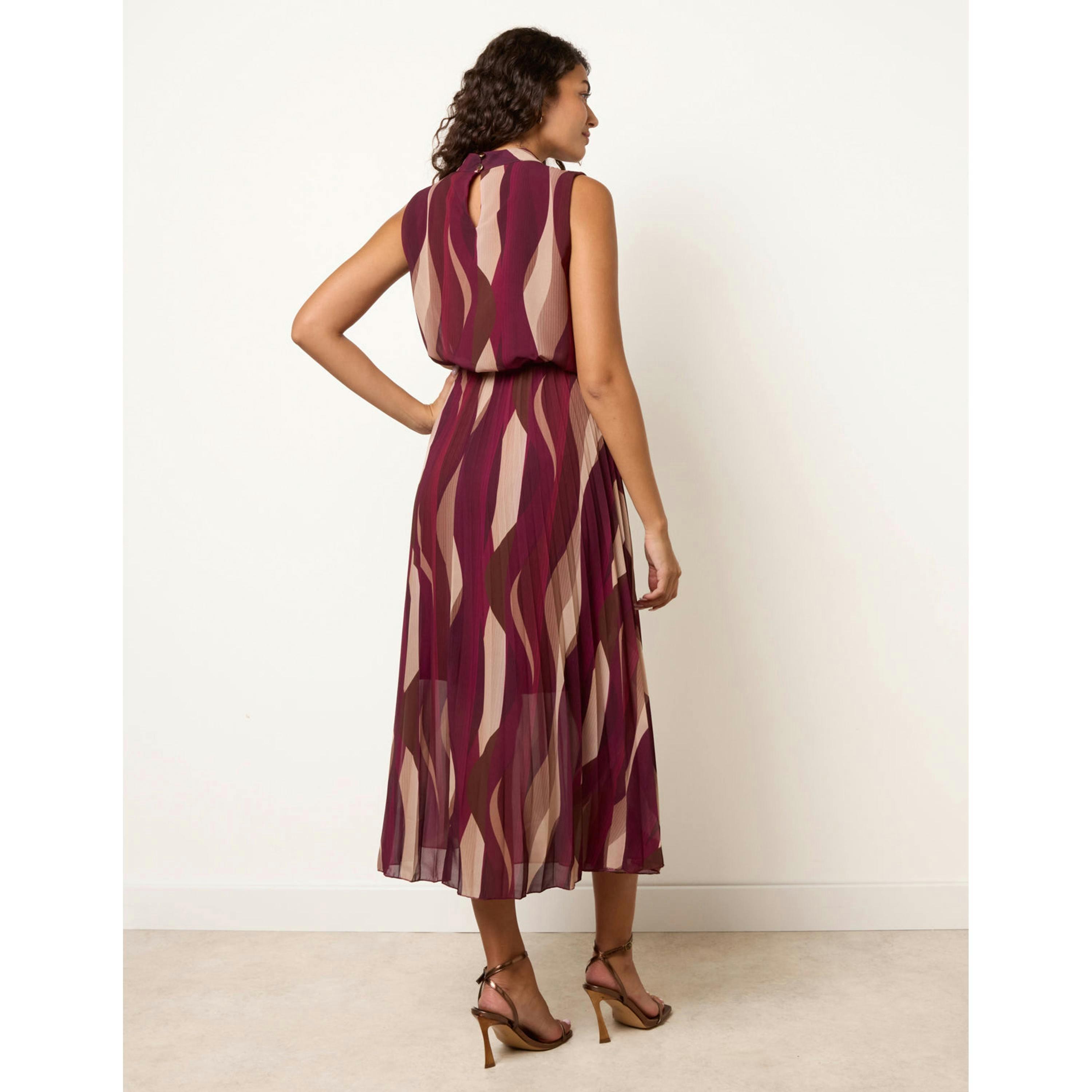 Blue Vanilla Sleeveless Puffball Pleated Dress  in Purple , view 4 of 4