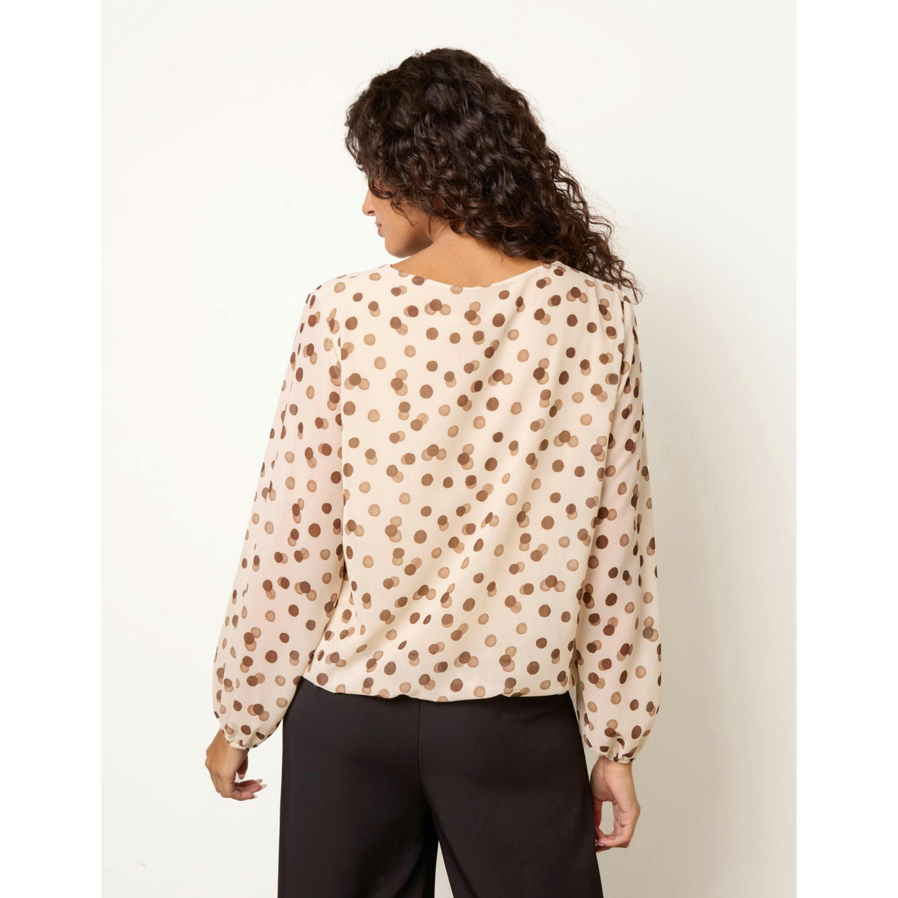 Blue Vanilla Round Neck Shadow Polka Dot Top  in Ivory , view 2 of 4