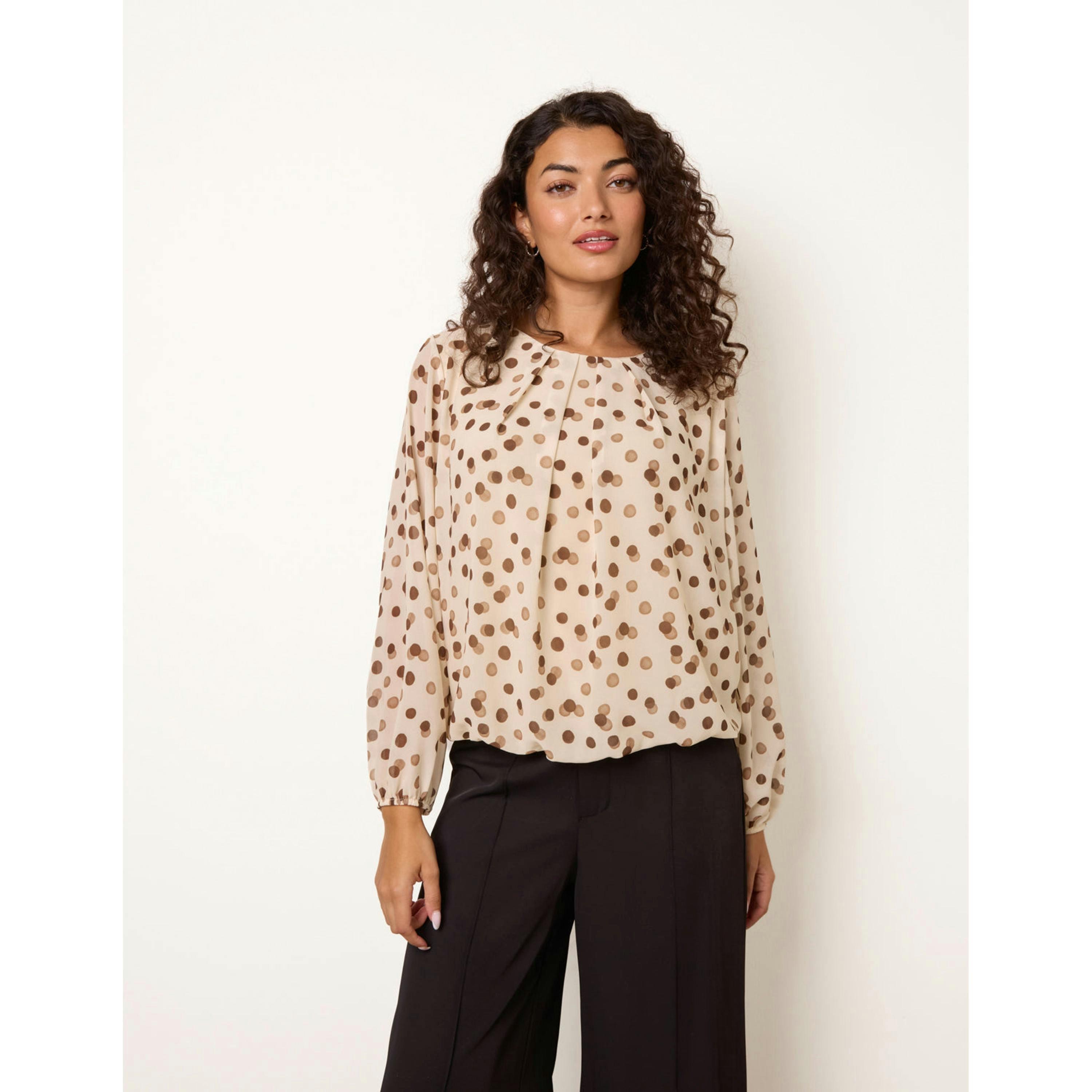 Blue Vanilla Round Neck Shadow Polka Dot Top  in Ivory , view 4 of 4