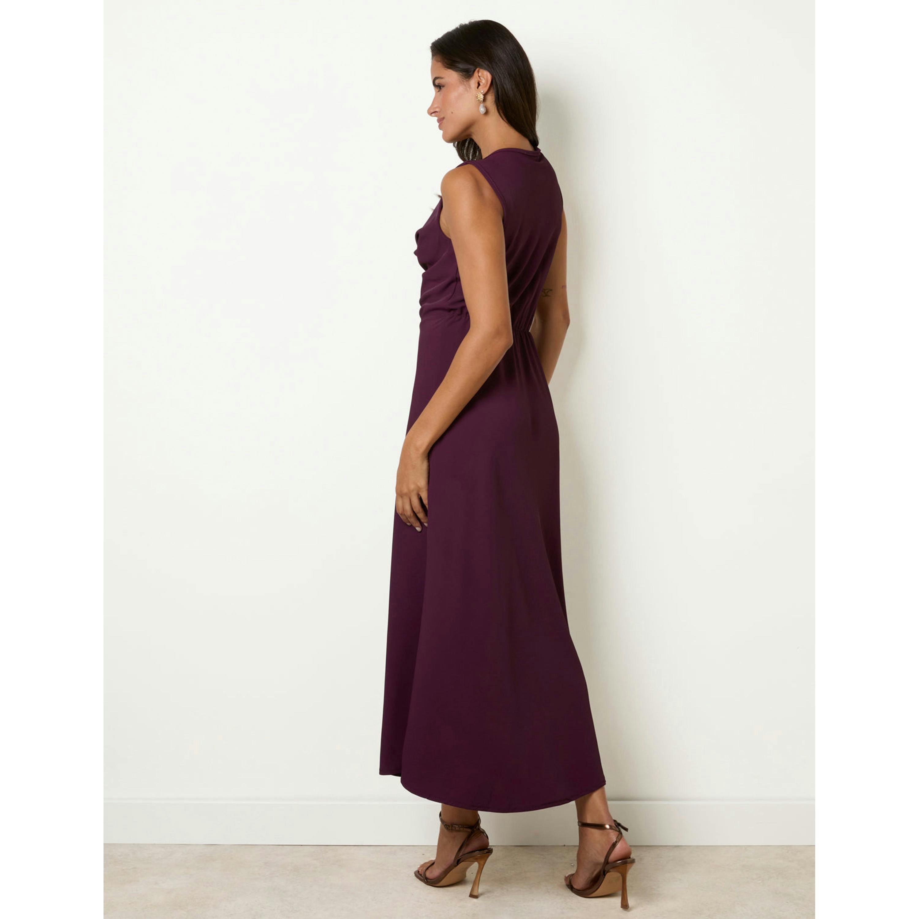 Blue Vanilla Draped Cowl Neck Dress  in Wine , view 4 of 4