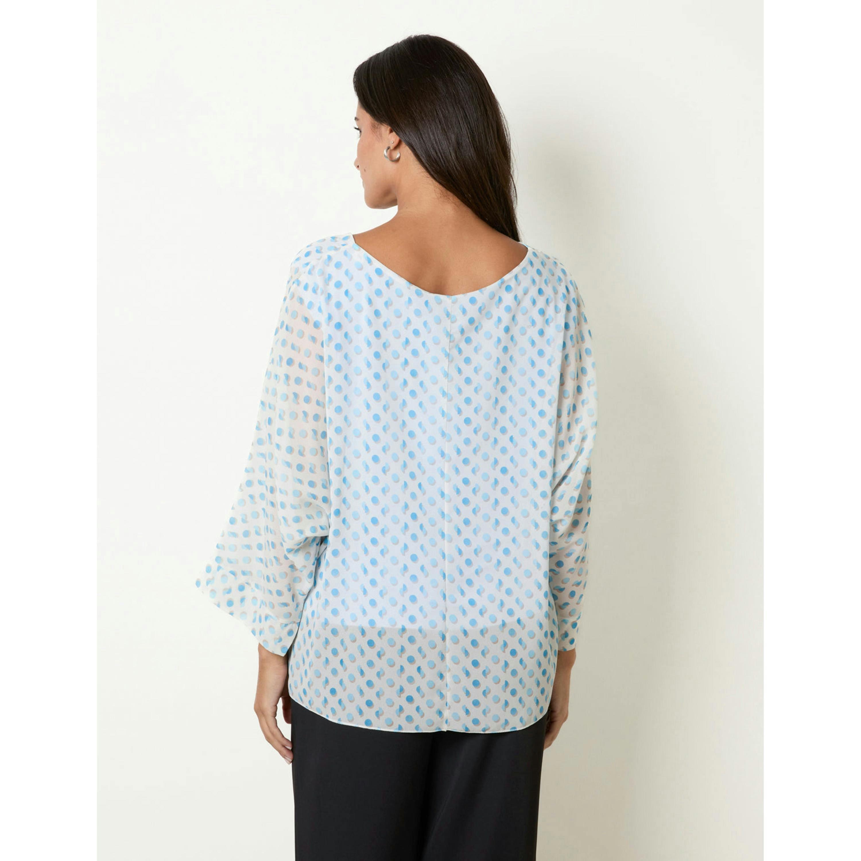 Blue Vanilla Geometric Polka Dot Blouse  in Blue , view 2 of 4