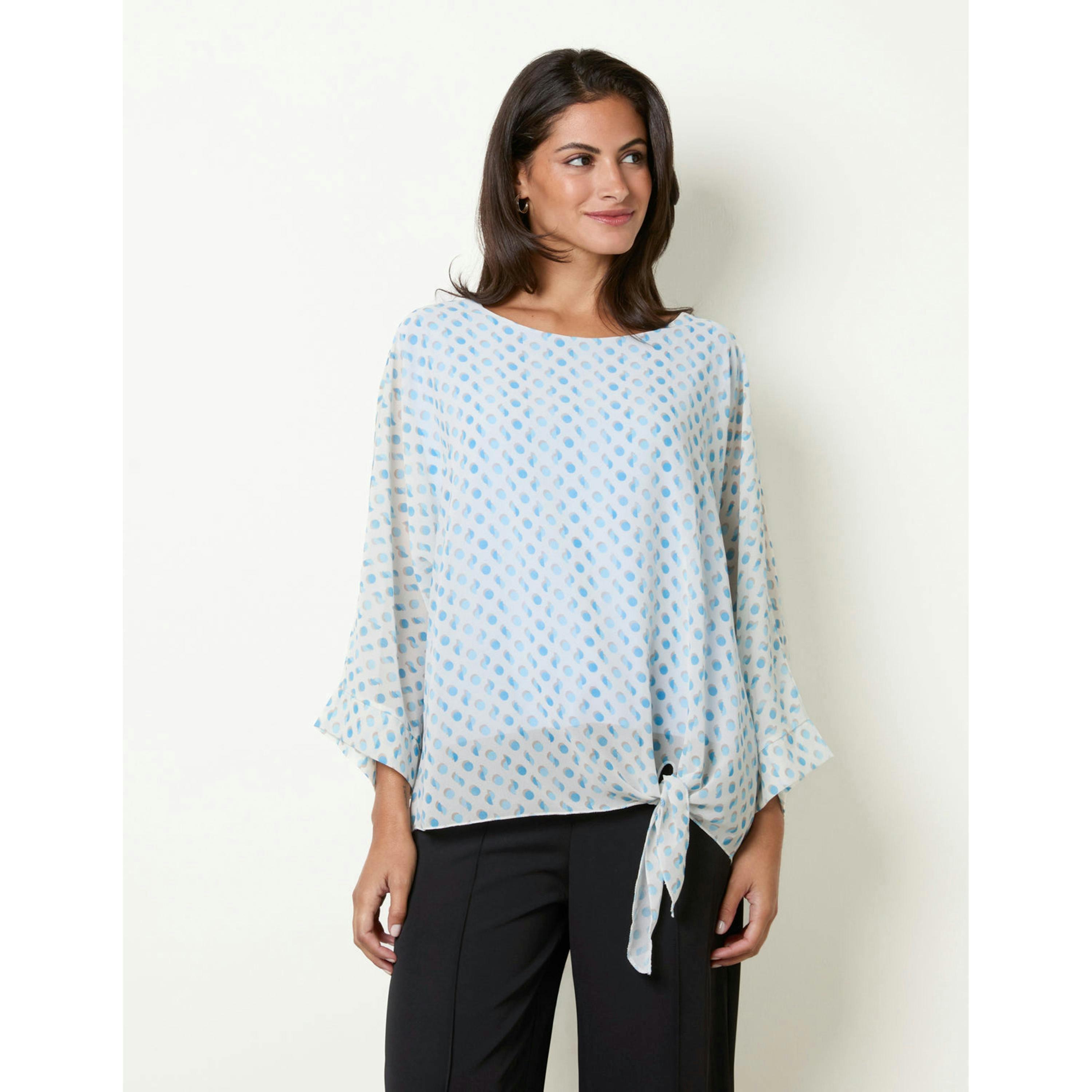 Blue Vanilla Geometric Polka Dot Blouse  in Blue , view 3 of 4