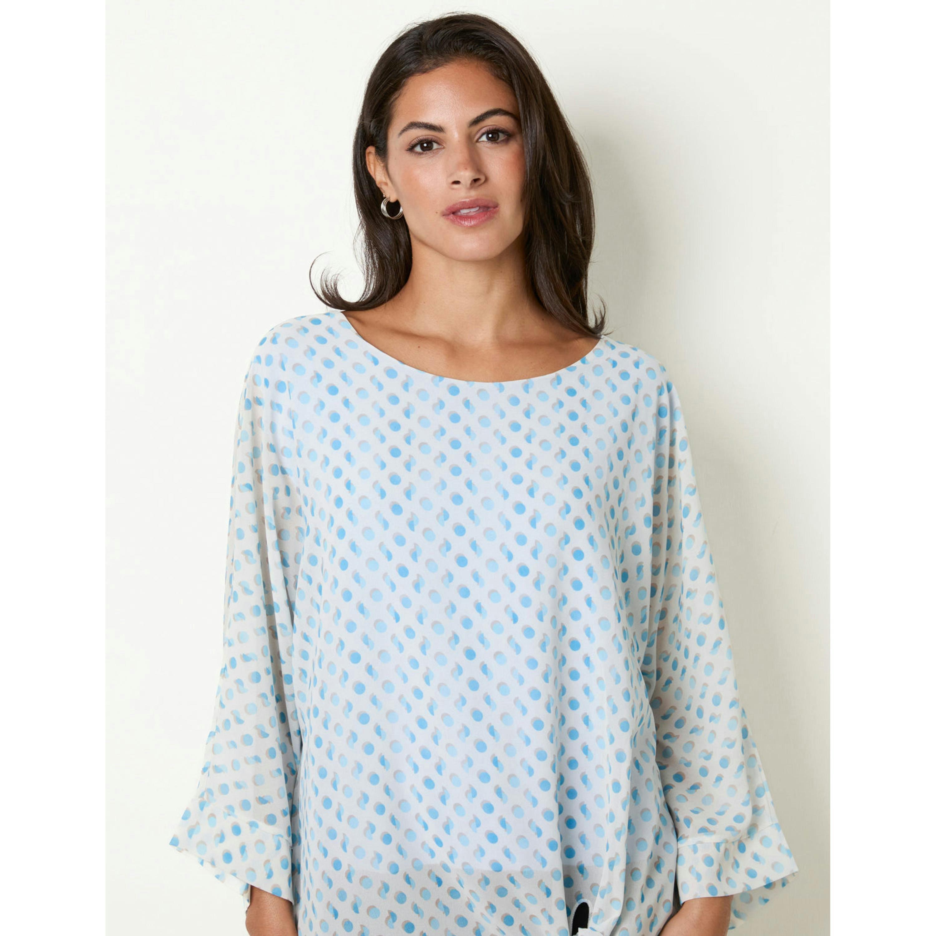 Blue Vanilla Geometric Polka Dot Blouse  in Blue , view 4 of 4