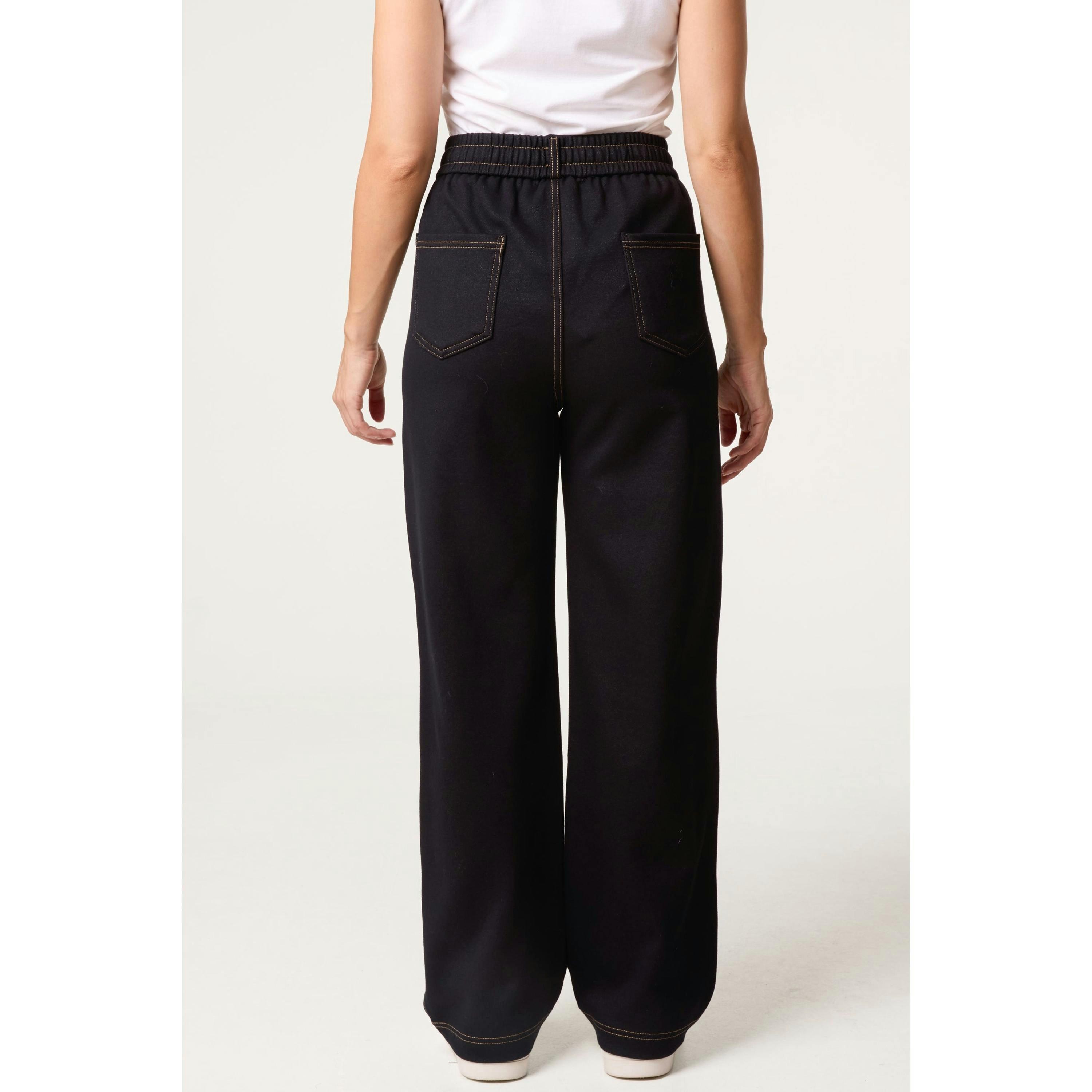 Blue Vanilla Contrast Stitching Trousers  in Navy , view 2 of 4