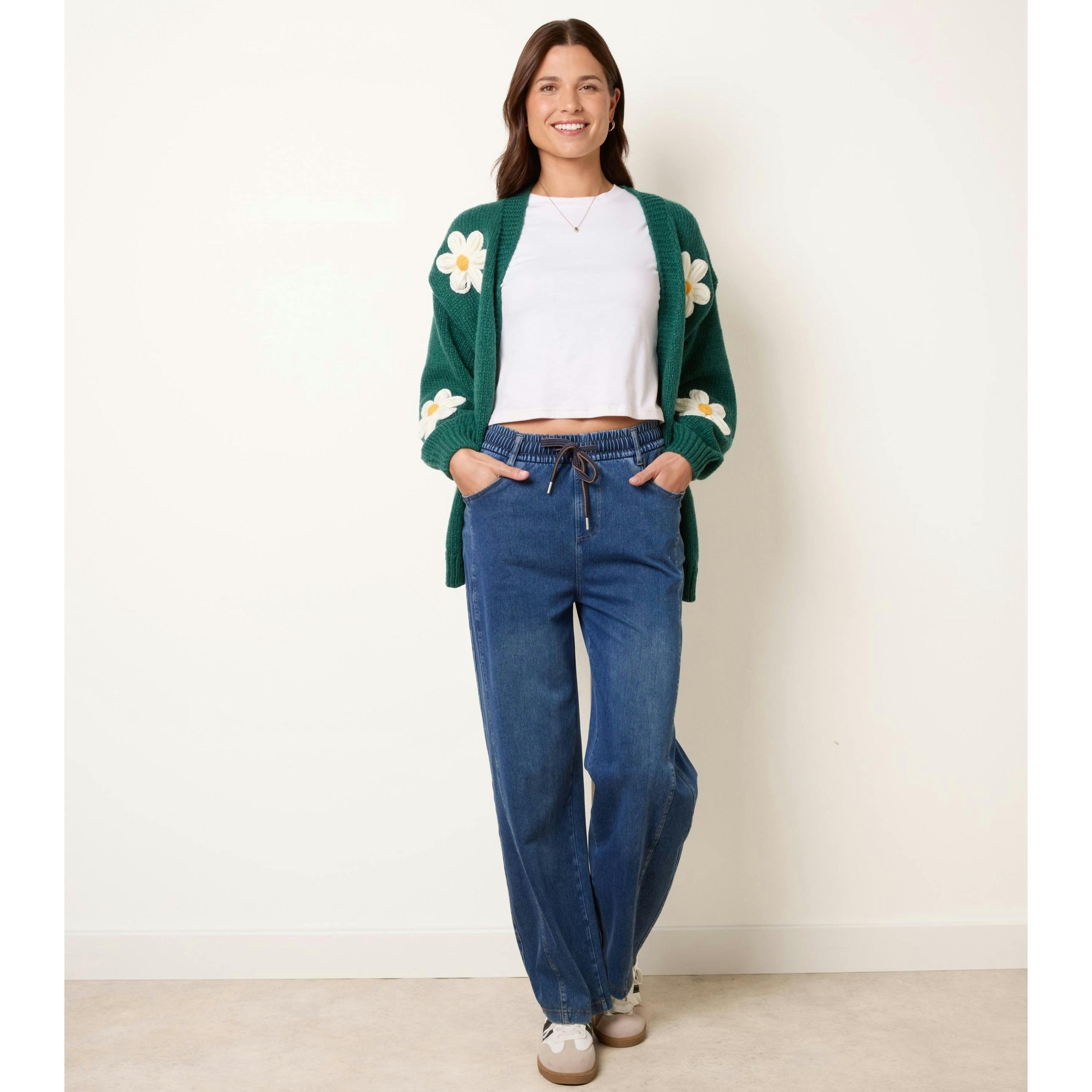 Blue Vanilla Daisy Cardigan  in Green , view 3 of 4