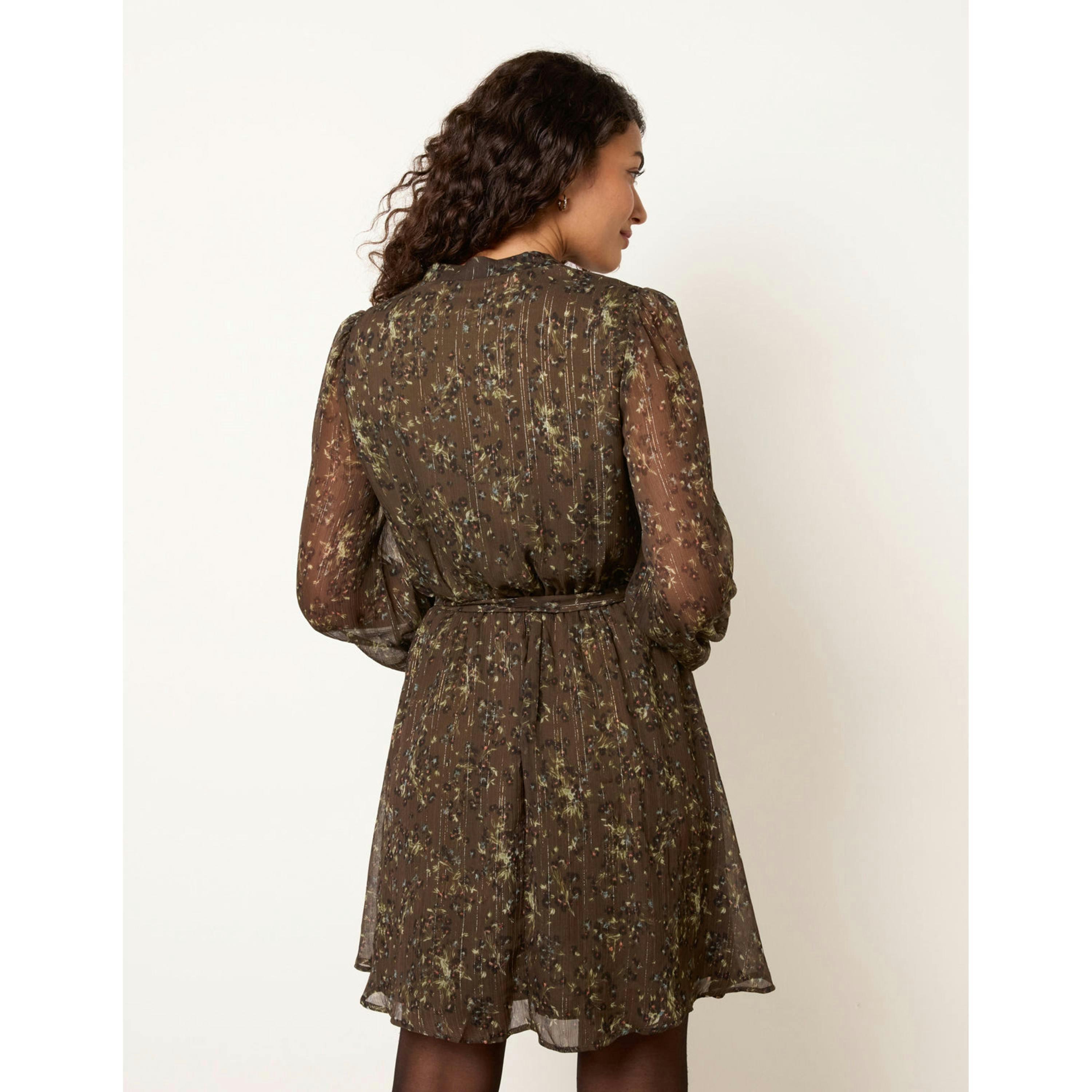 Blue Vanilla Studded Tie Waist Mini Dress  in Khaki , view 2 of 4