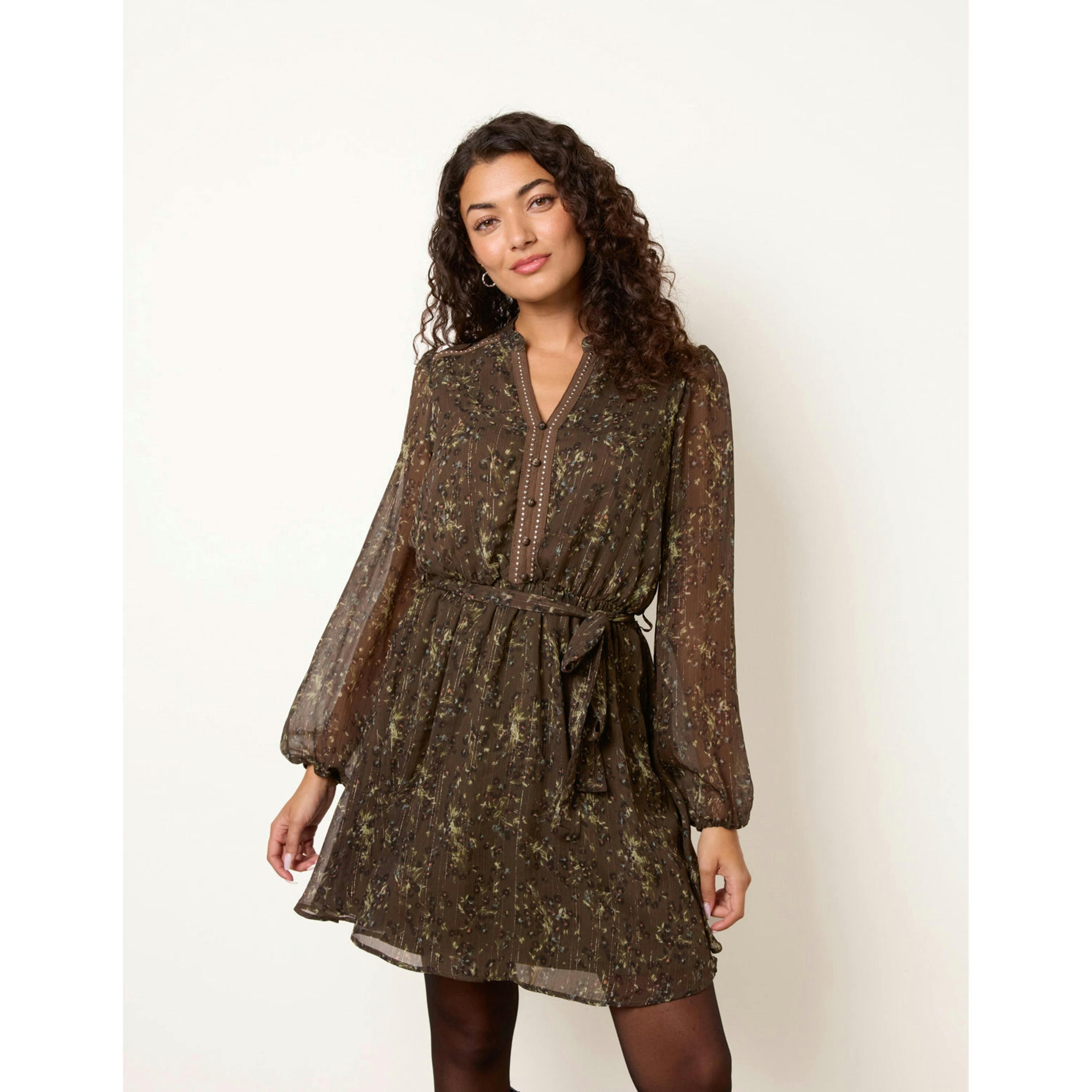 Blue Vanilla Studded Tie Waist Mini Dress  in Khaki , view 4 of 4