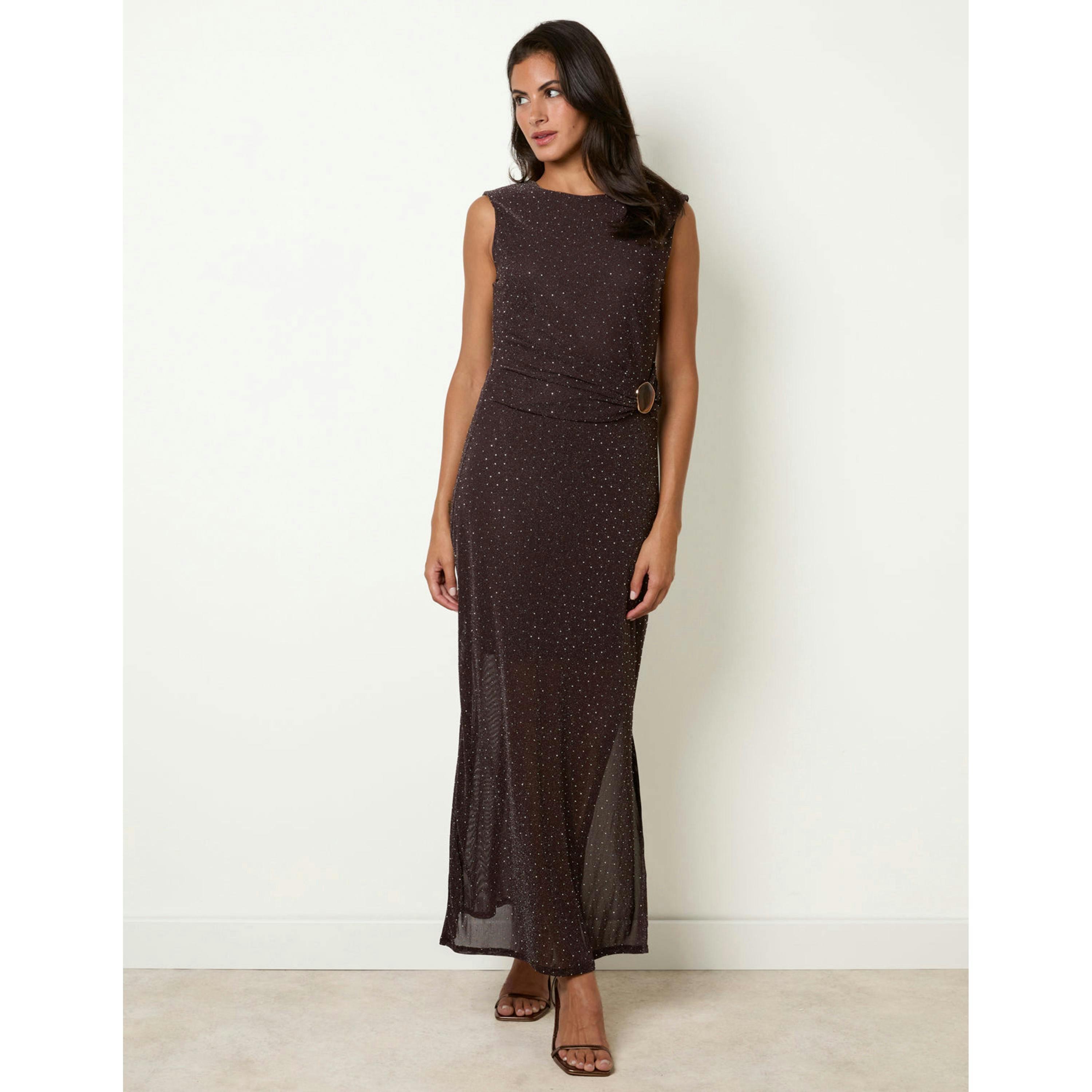 Blue Vanilla Sparkle Buckle Sleeveless Dress  in Brown , view 4 of 4