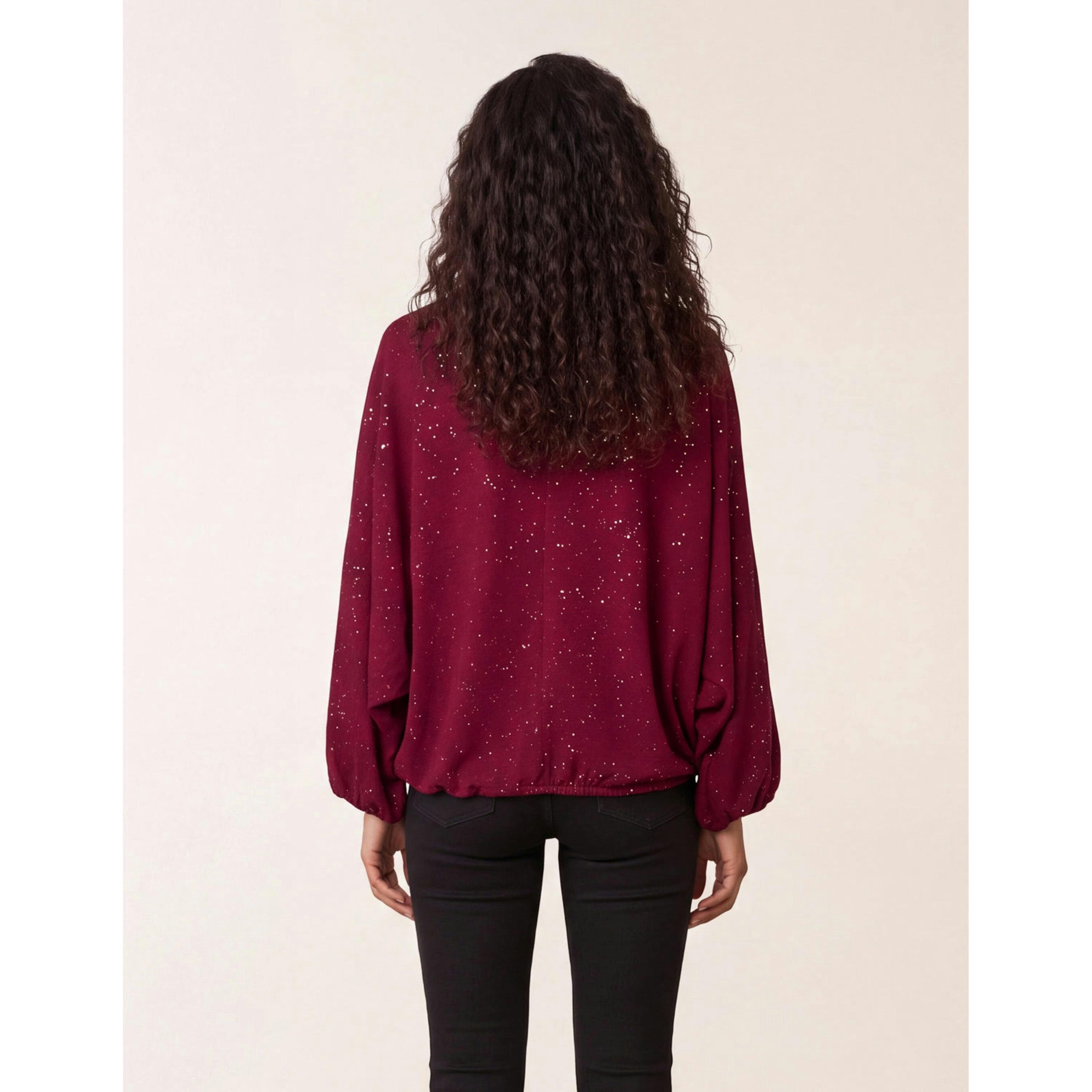 Blue Vanilla Splash Foil Printed Top  in Red , view 2 of 4