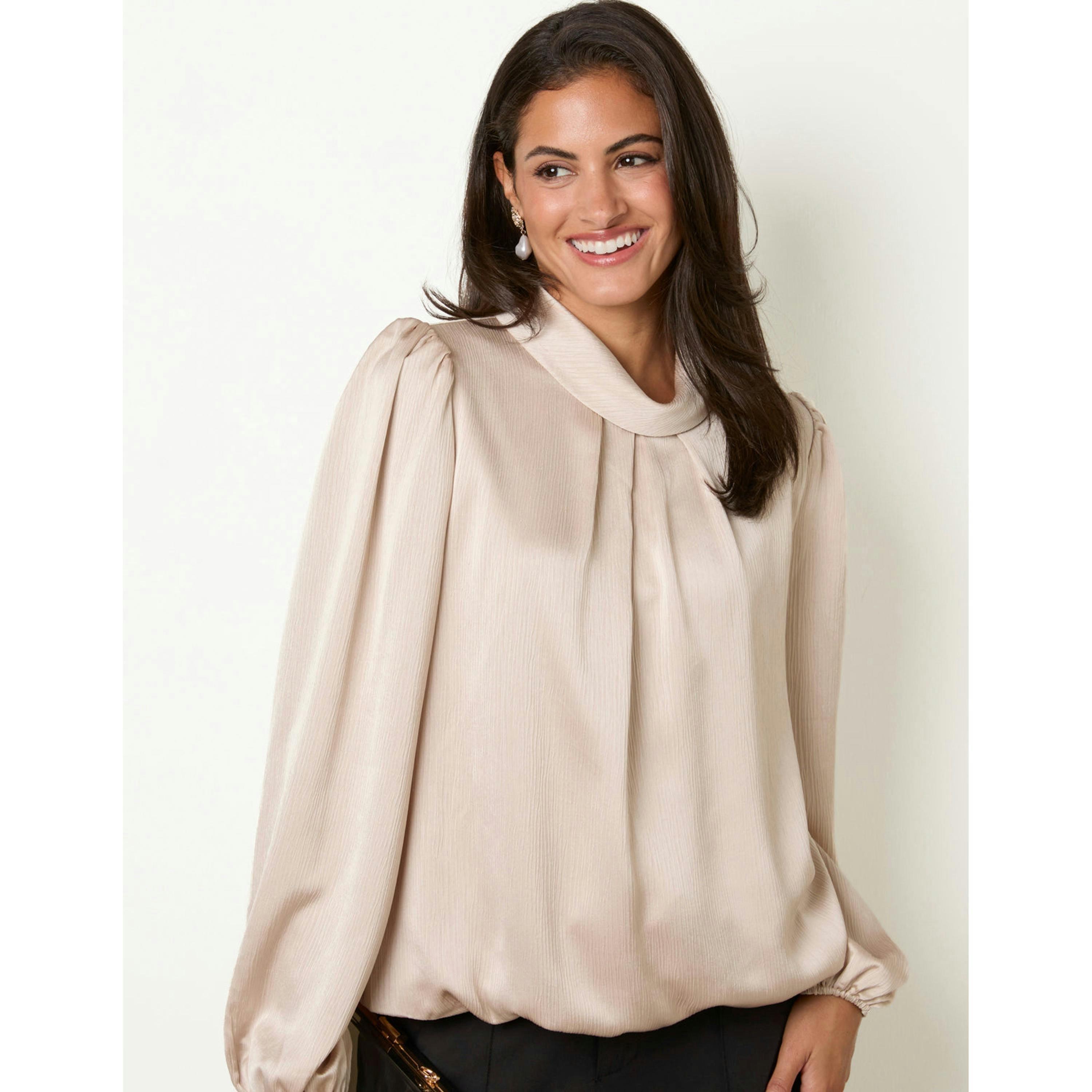 Blue Vanilla Satin Cowlneck Pullover  in Champagne , view 3 of 4
