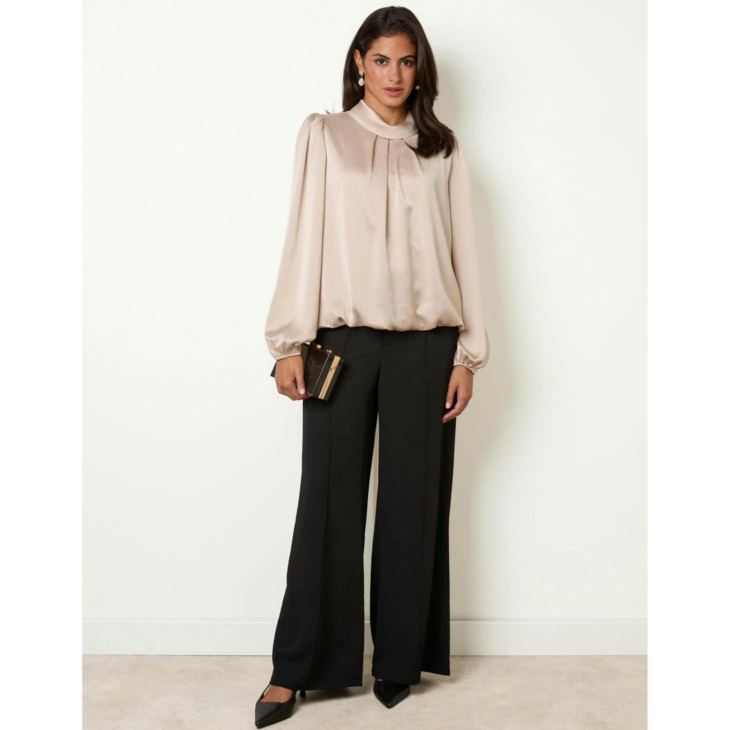 Blue Vanilla Satin Cowlneck Pullover  in Champagne , view 4 of 4