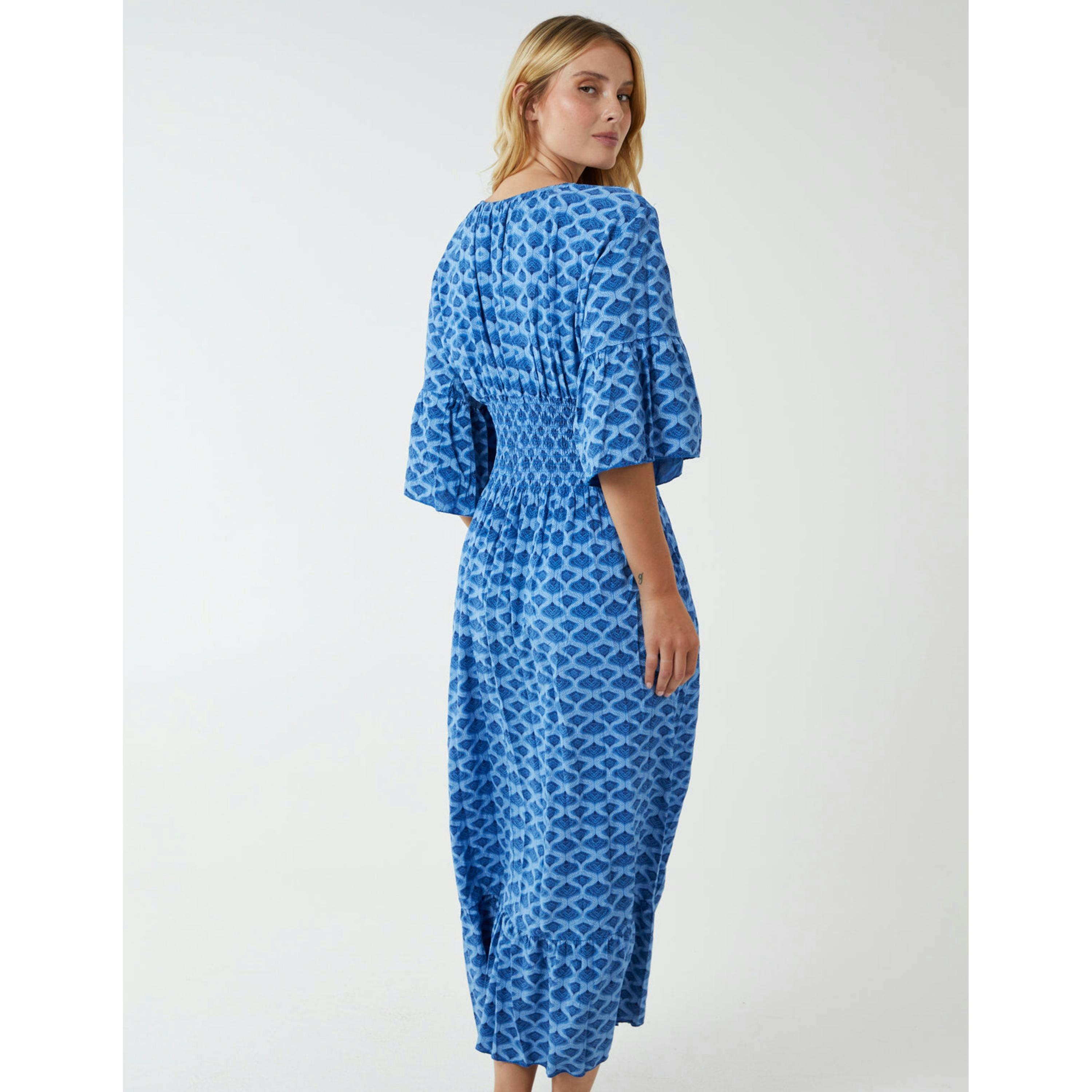 Blue Vanilla Geometric Printed Maxi Dress  in Blue , view 2 of 4