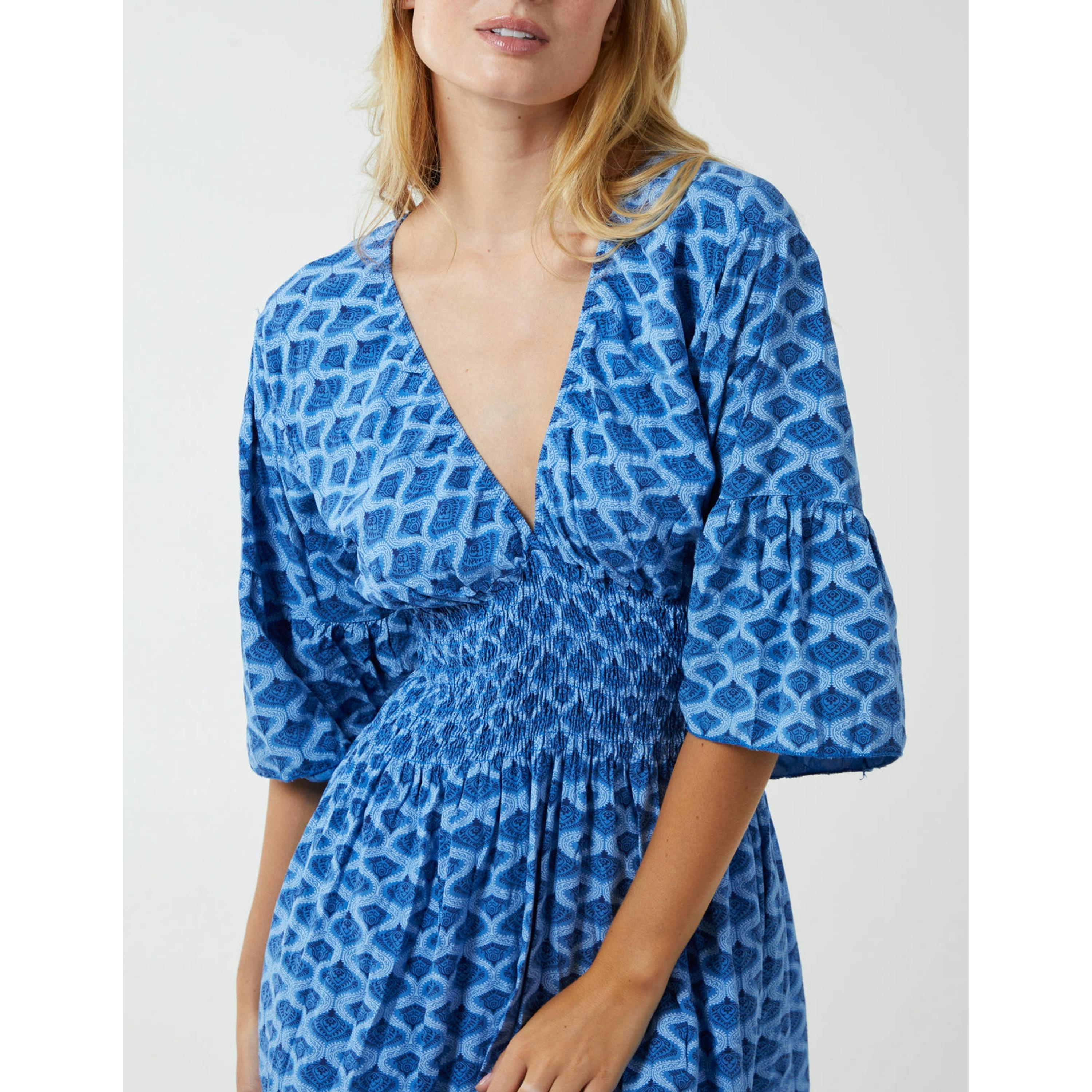 Blue Vanilla Geometric Printed Maxi Dress  in Blue , view 3 of 4