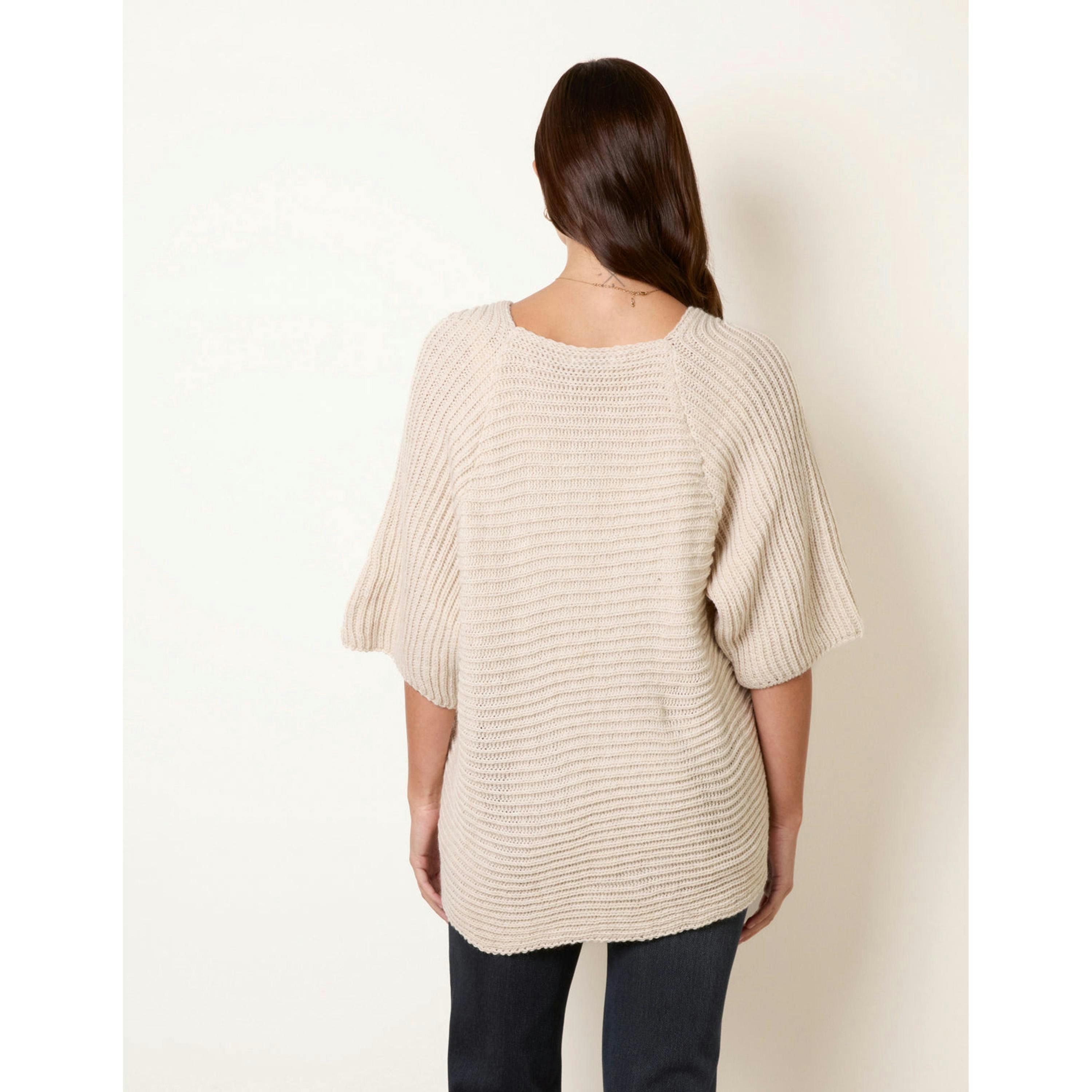 Blue Vanilla Knitted Mid Length Cardigan  in Beige , view 2 of 4